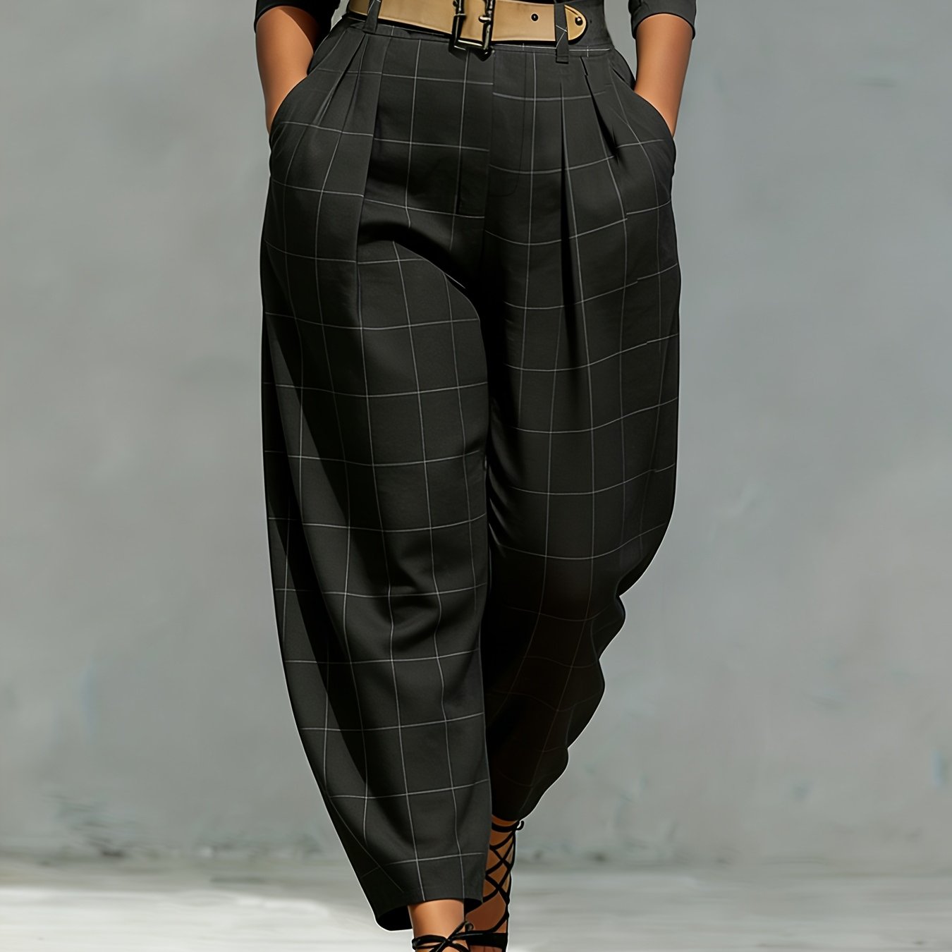 Pantalons d'été pour femmes de grande taille, conception de poche sans ceinture