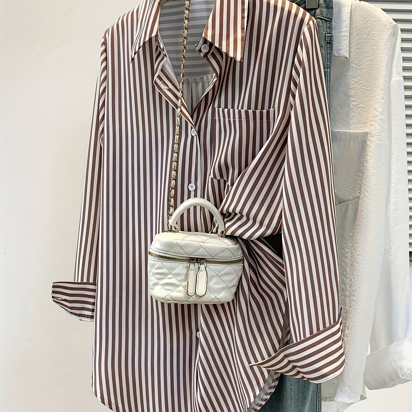 Chemise manches longues rayé pour femmes grande Taille