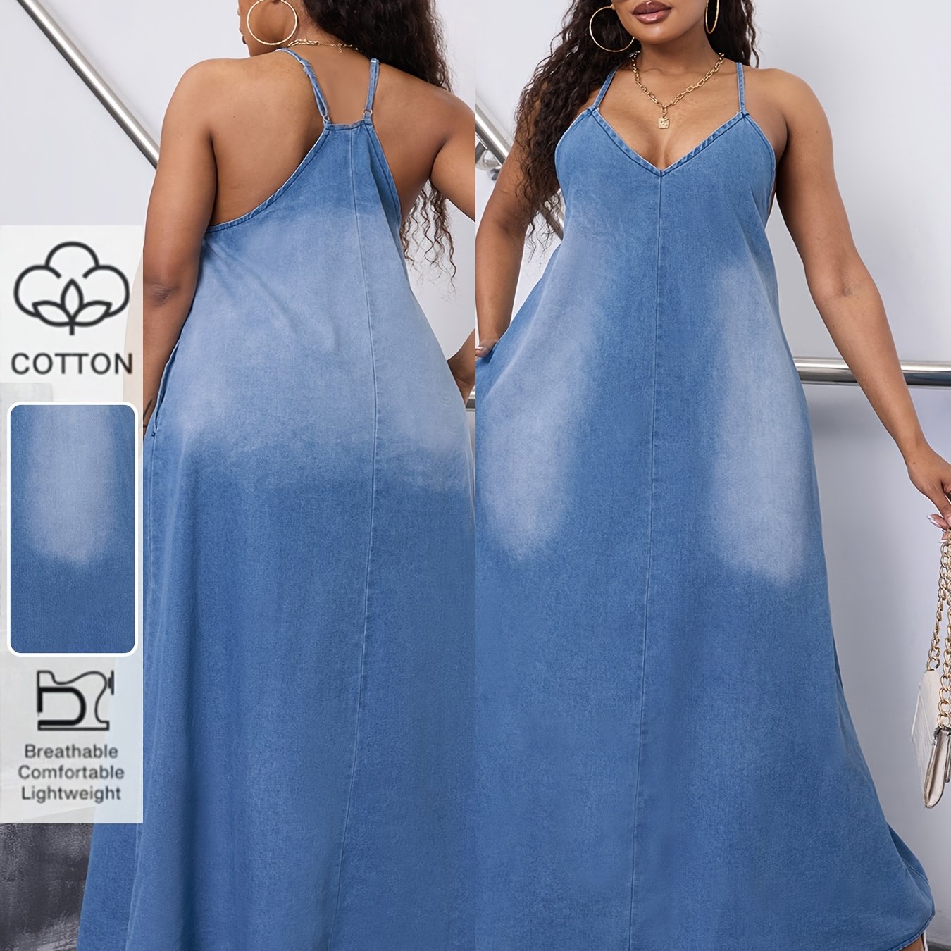 Robe en jean grande taille, pour femmes, tendance mode