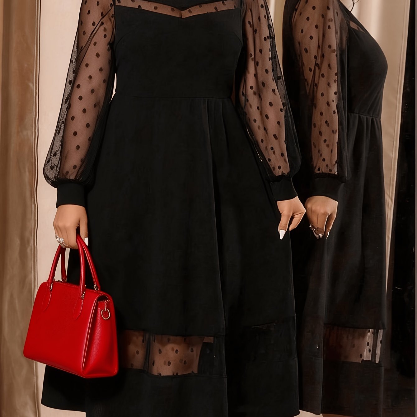 Élégante robe longue manches longues et voilé