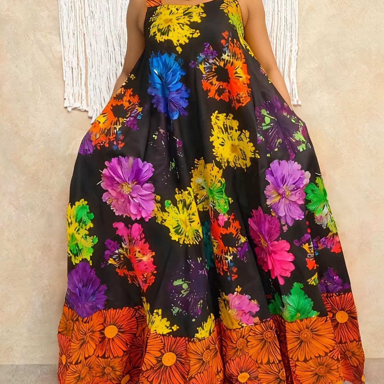Robe ample sans manches imprimée Mode Western