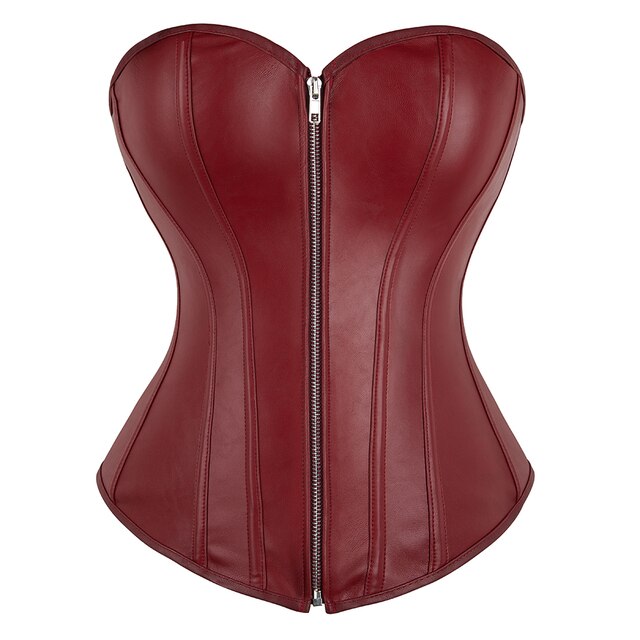 Corset En Faux Cuir Style Steampunk Pour Femmes, Lingerie Gothique, Fermeture Éclair Sur Le Devant, Grande Taille, Vert, Rouge, S-6xl .