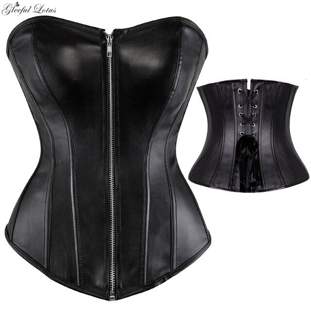 Bustiers Et Corsets Gothique Pour Femmes, Bustier En Cuir Grande Taille 6xl Avec Os En Acier -