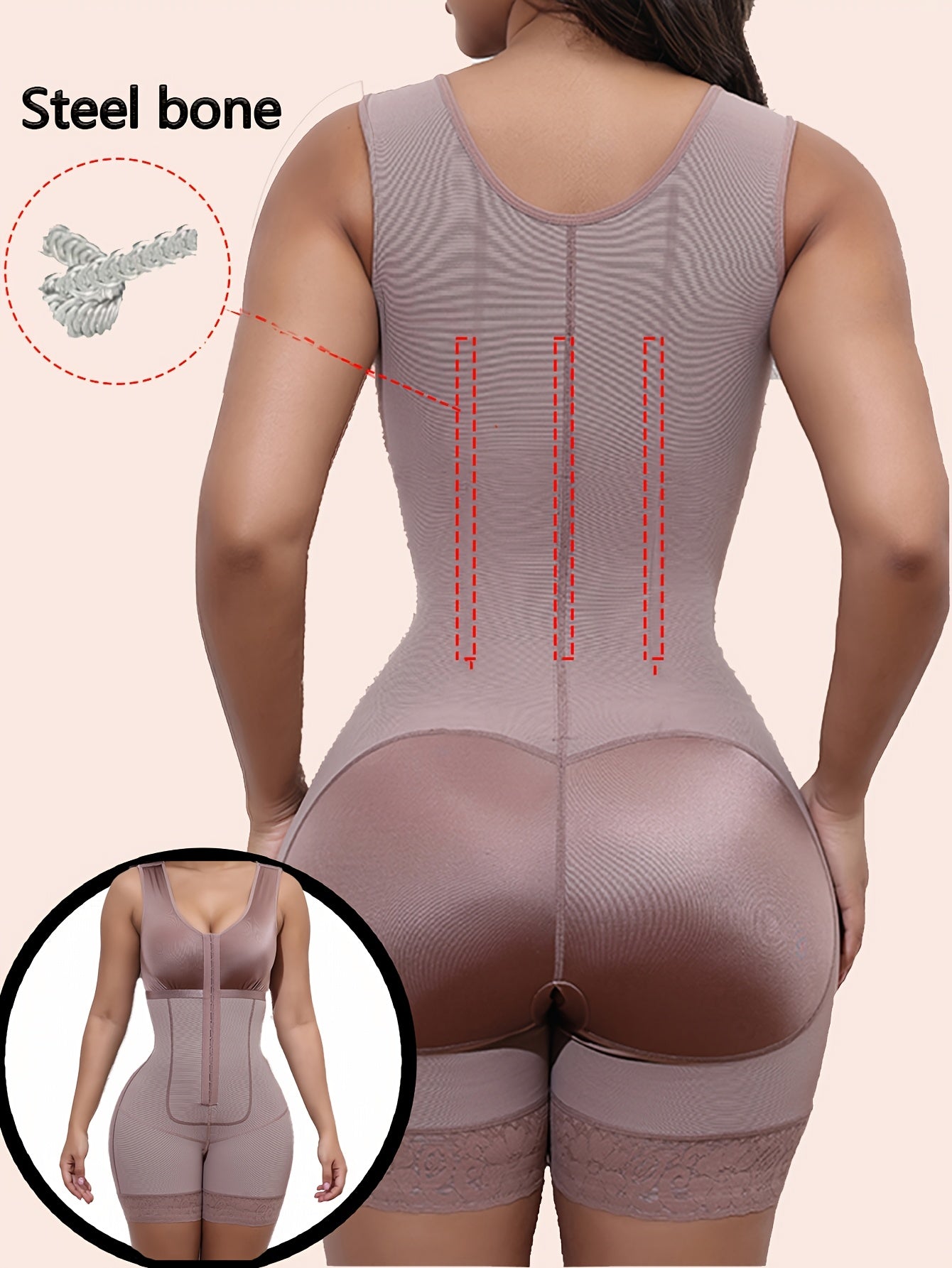 Body Gainant Style Western Fermeté Ventre Fermeture Éclair Maintien du Décolleté Remonte Fesses Gainant Sous-Vêtement Pantalon Gainant