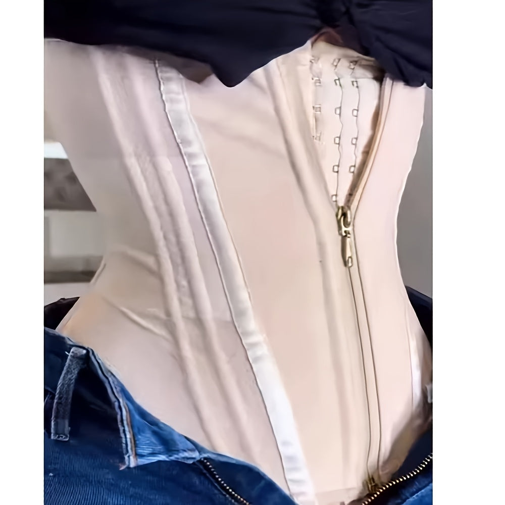 Ceinture abdominale élégante en latex blanc pour femmes , avec ouverture et fermeture à glissière.