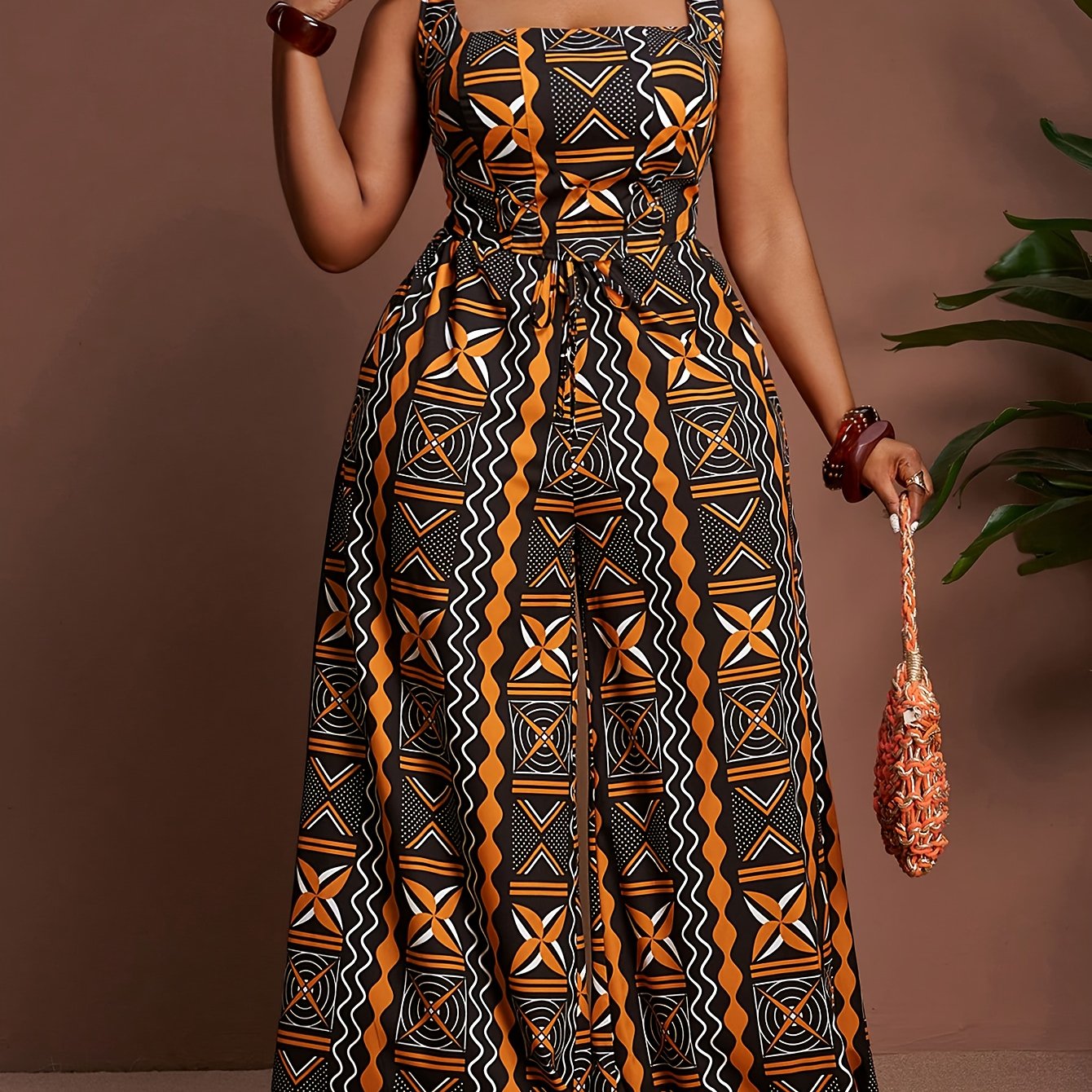 Combinaison Imprimé tribal , pantalon large ,grande taille