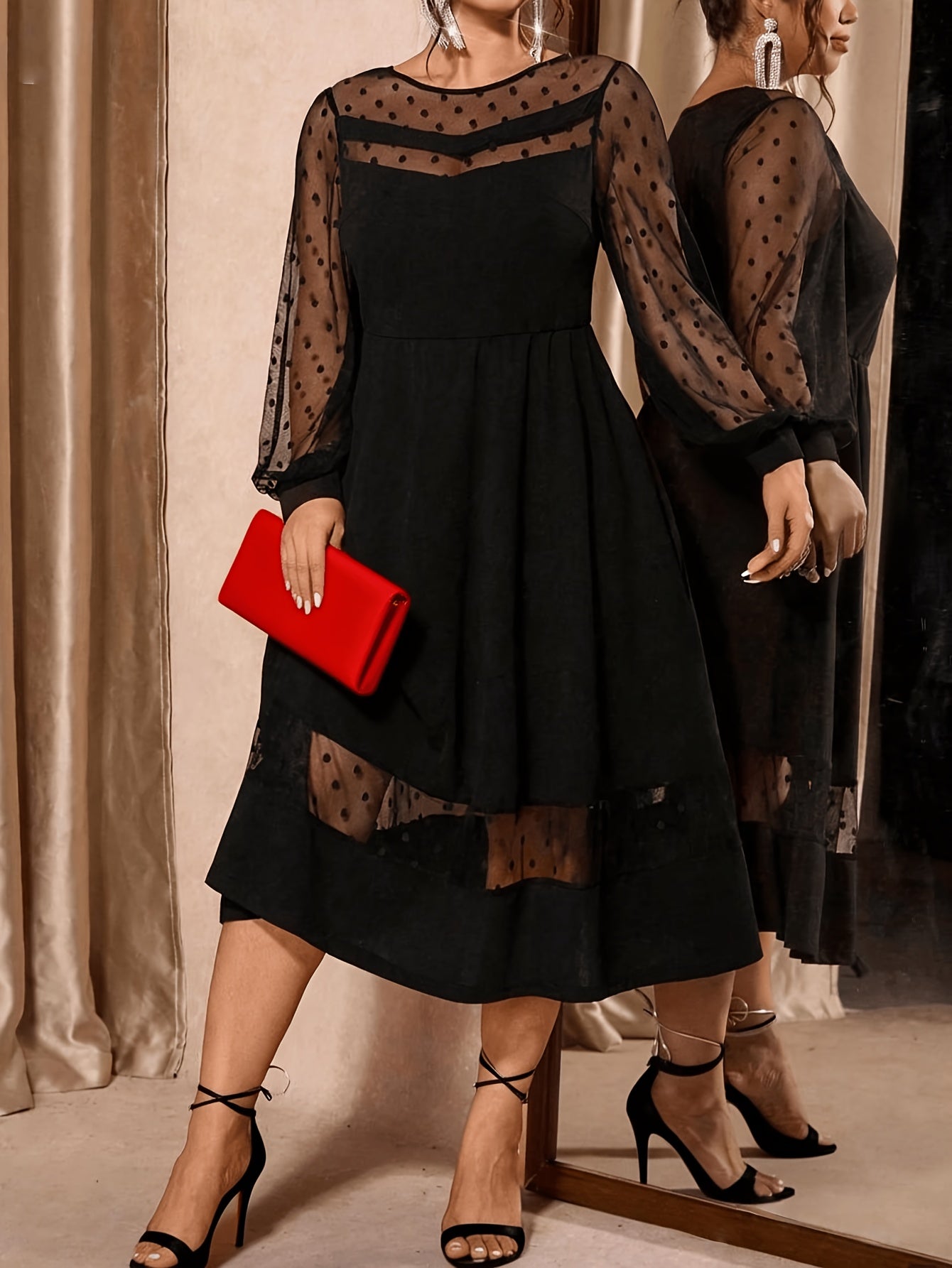 Élégante robe longue manches longues et voilé