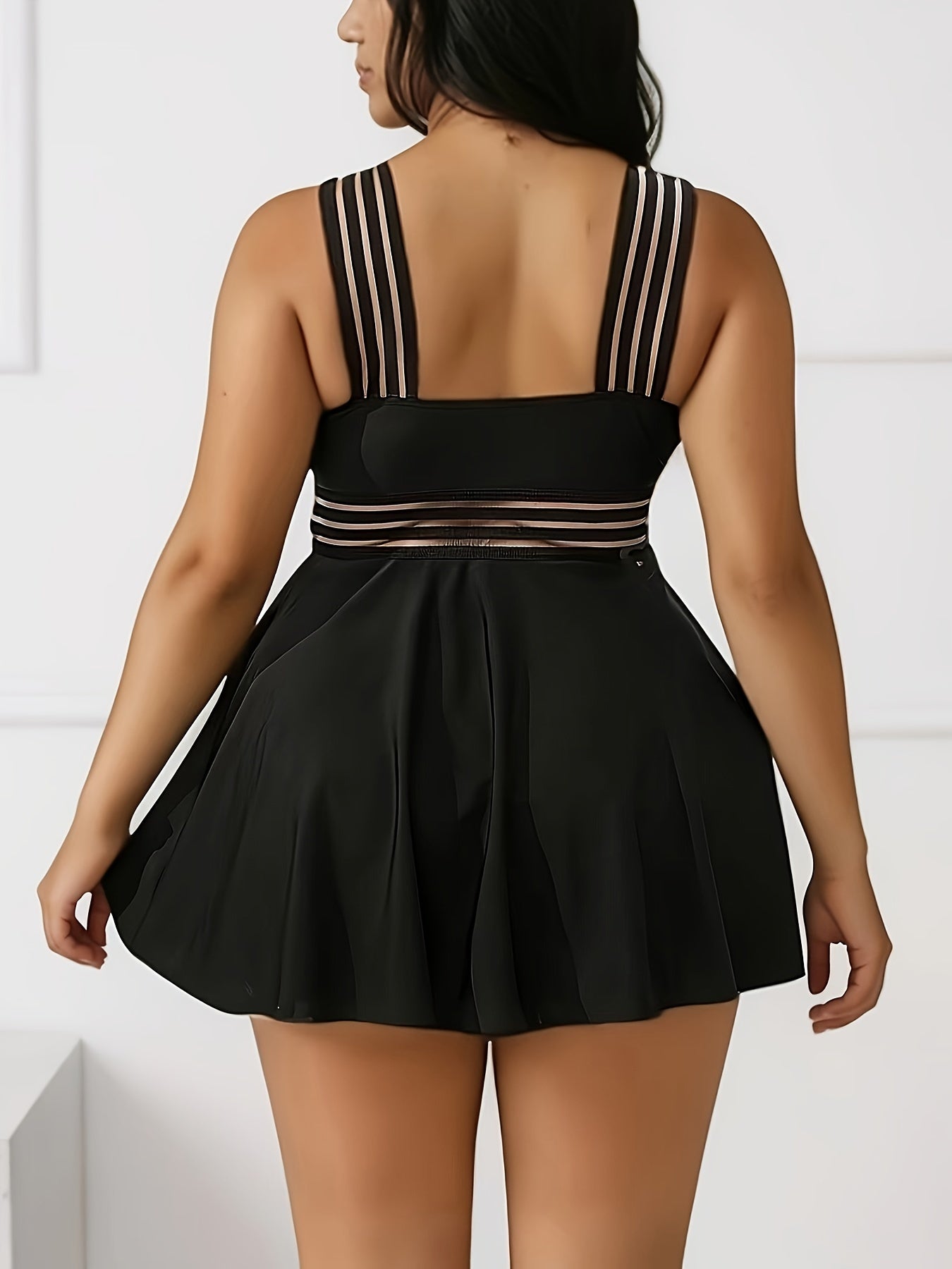 Ensemble de maillot de bain tankini femme grande taille ,col bateau avec Coussinets Amovibles