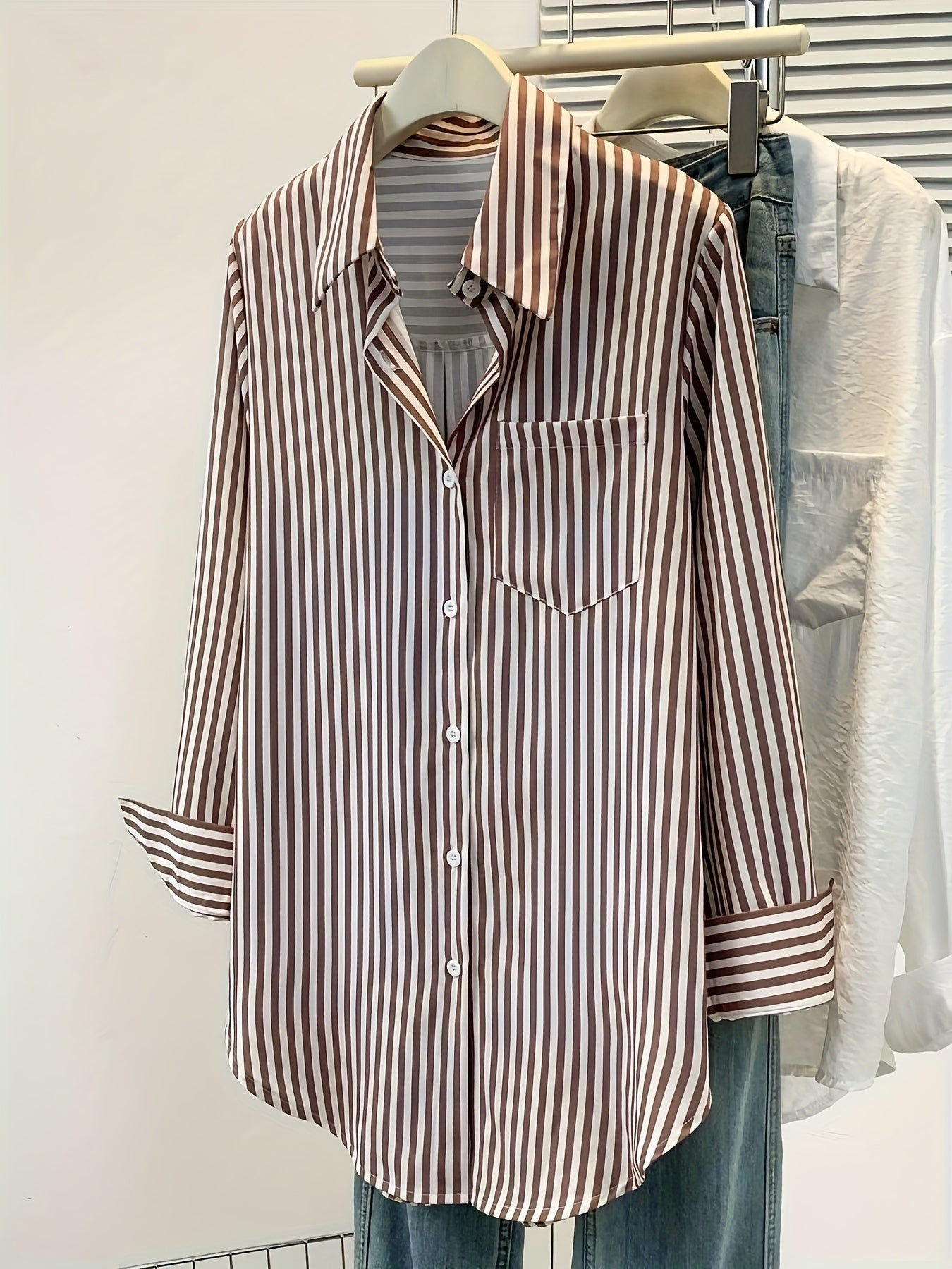 Chemise manches longues rayé pour femmes grande Taille