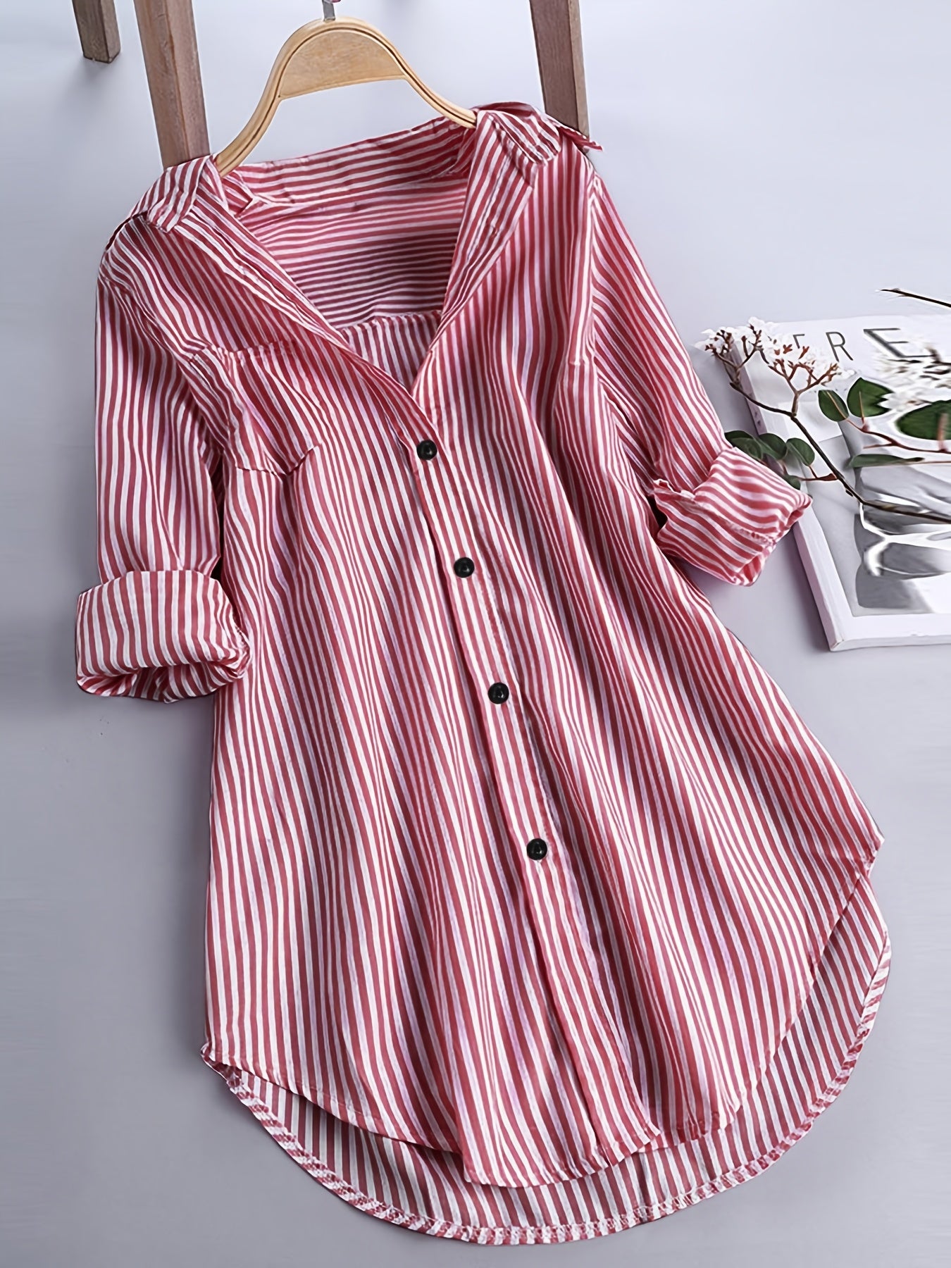 Chemise Rayée Anti- Plis Grande Taille