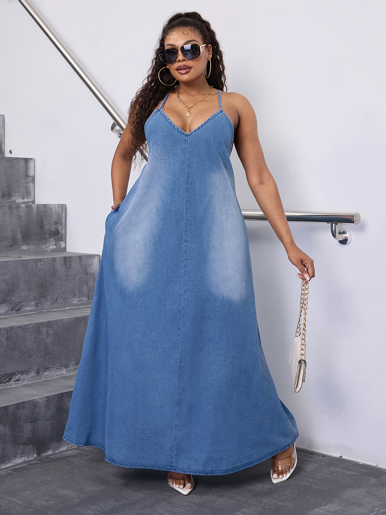 Robe en jean grande taille, pour femmes, tendance mode