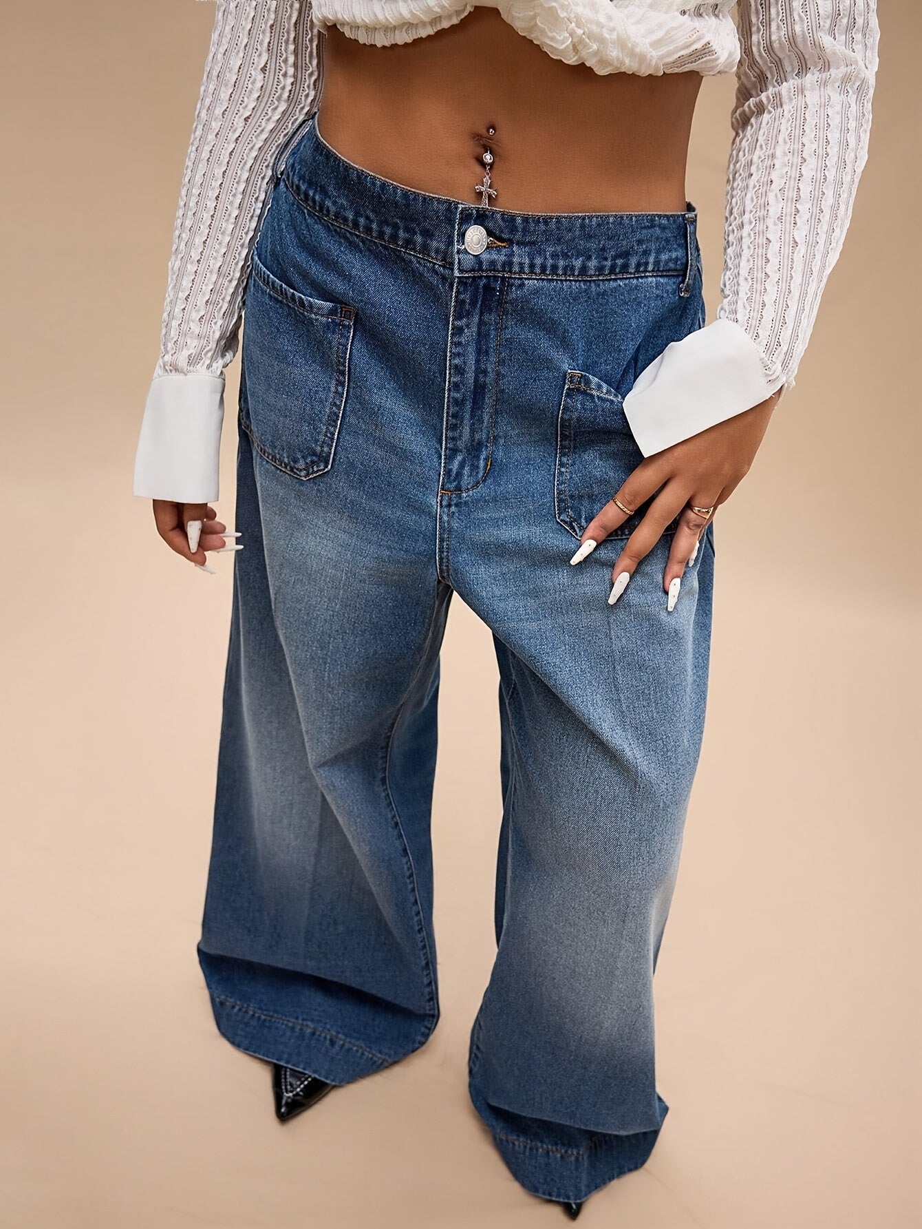 Jeans décontractés pour femmes avec poche Avant