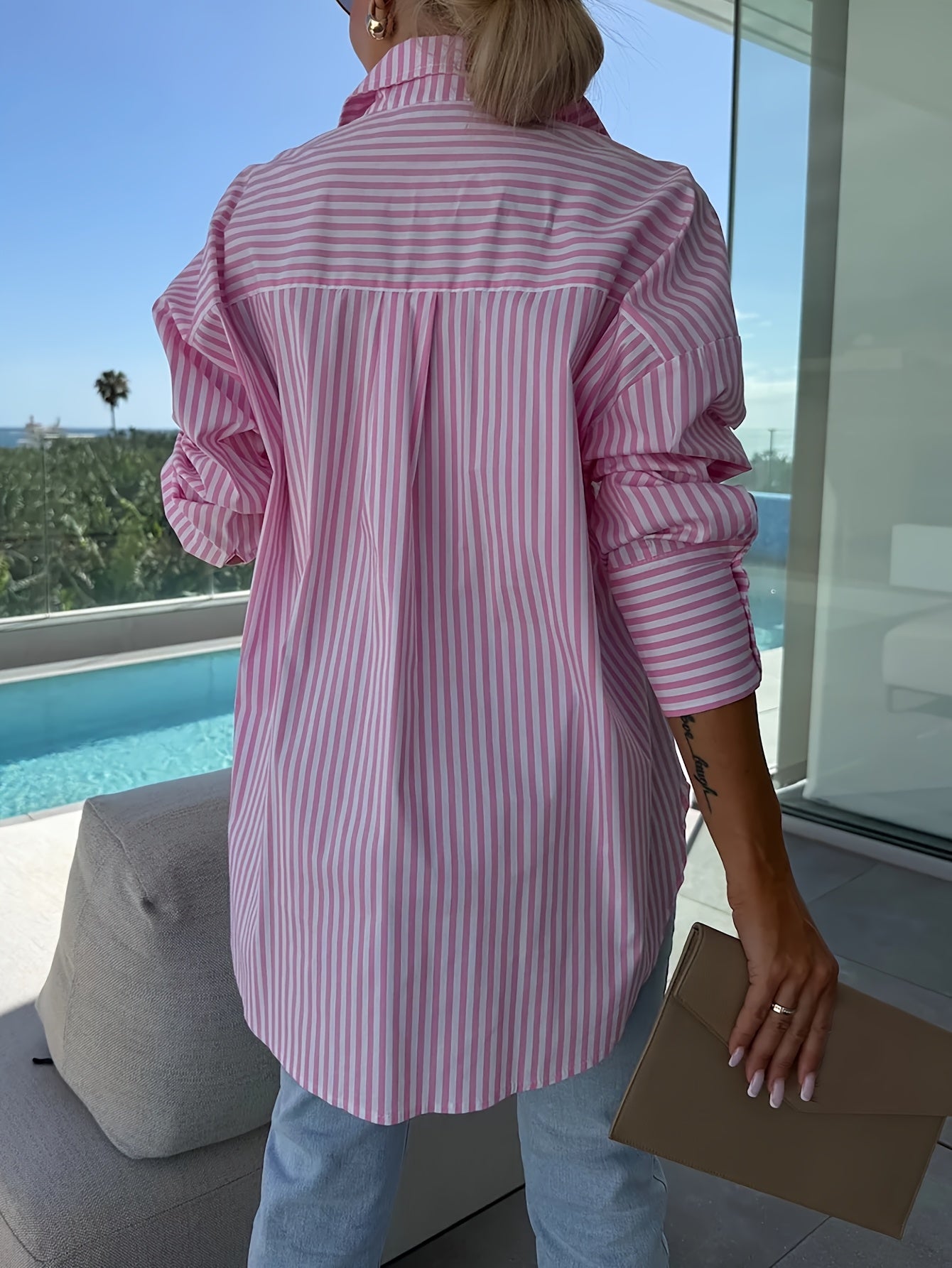 Chemise rayée décontractée Grande Taille