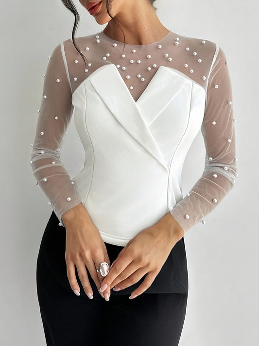 Chemise , veste perlée manches longues , femme grande taille