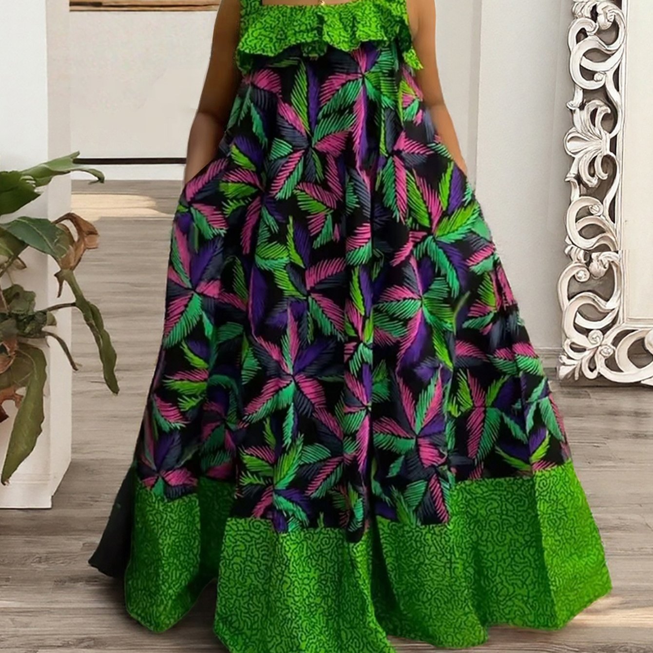 Robe Décontractée Imprimée Sans Manches, style Africain