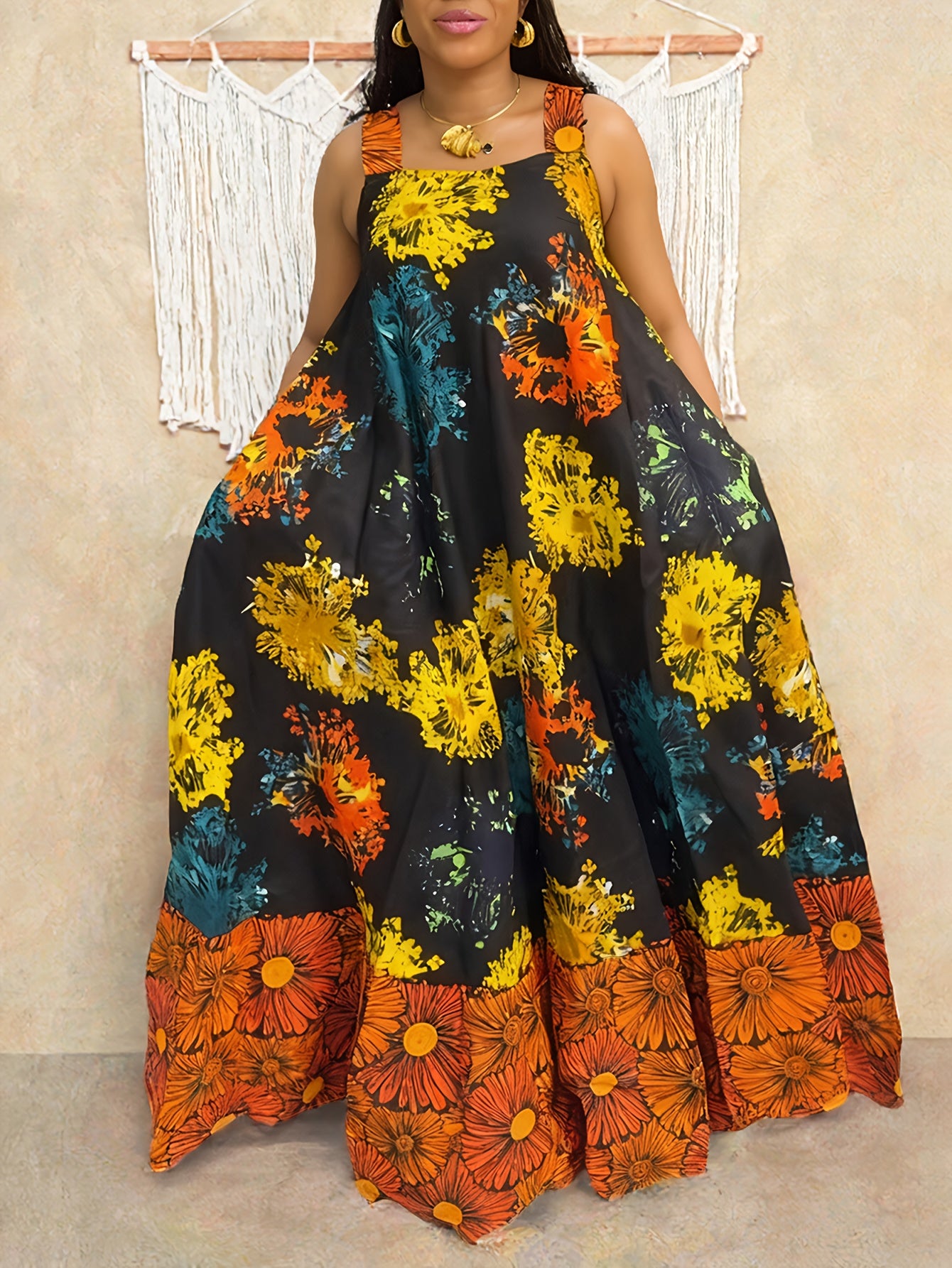 Robe ample sans manches imprimée Mode Western