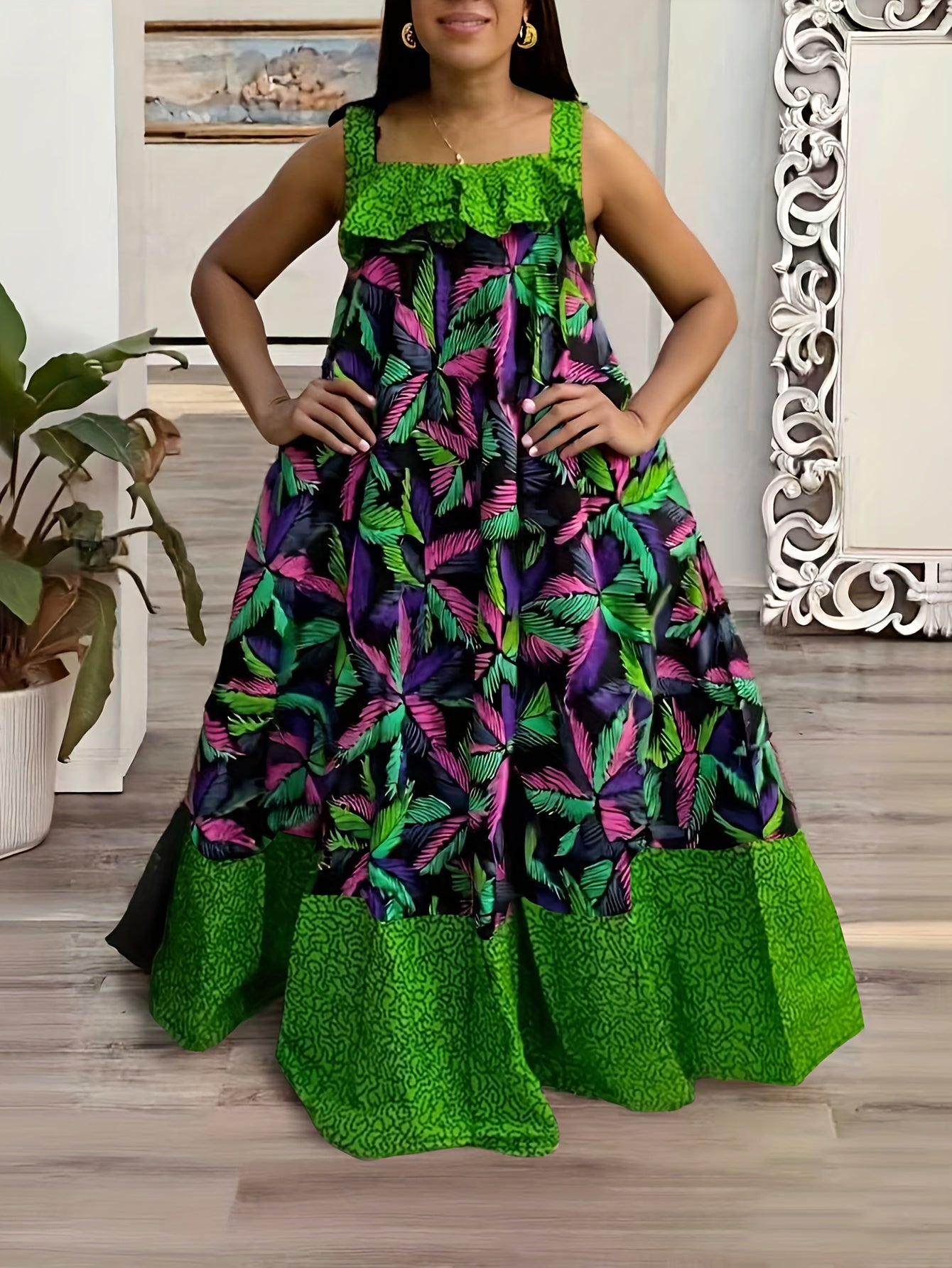 Robe Décontractée Imprimée Sans Manches, style Africain