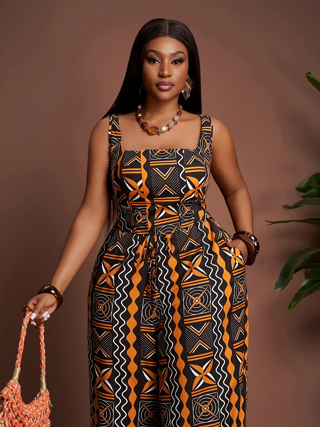 Combinaison Imprimé tribal , pantalon large ,grande taille