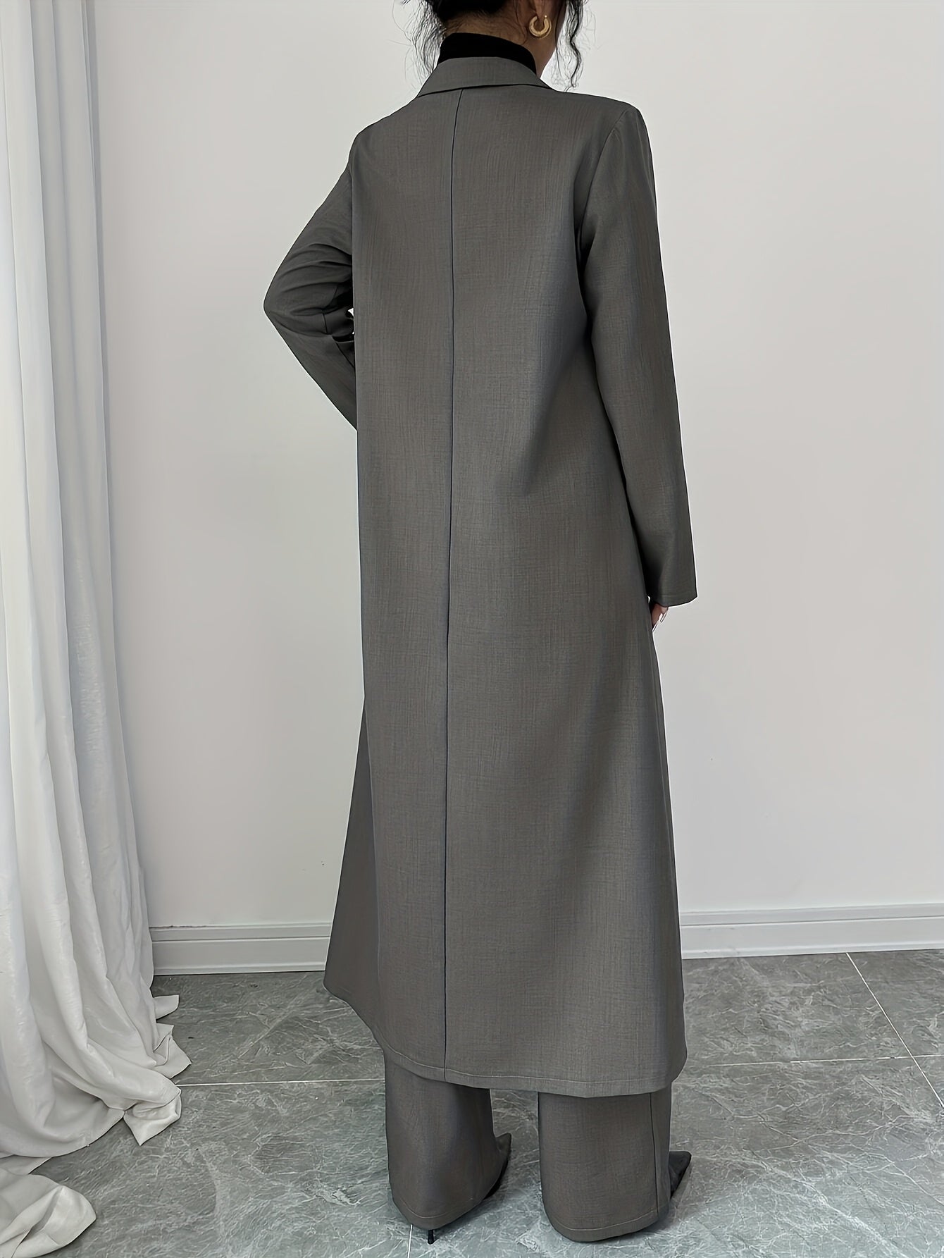Blazer Long Uni pour femme grande taille ,et pantalon à pince large