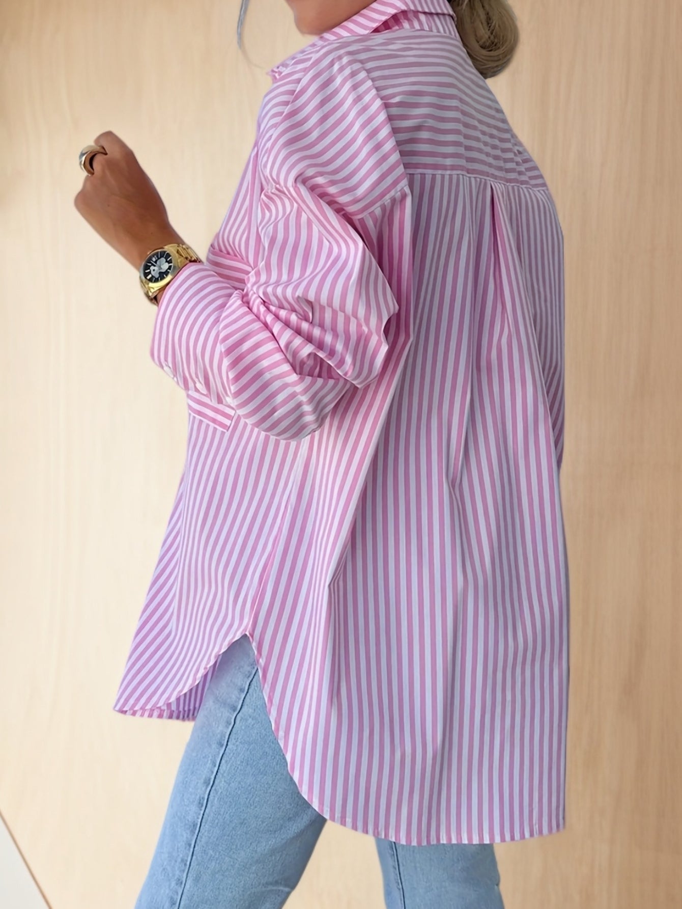 Chemise rayée décontractée Grande Taille