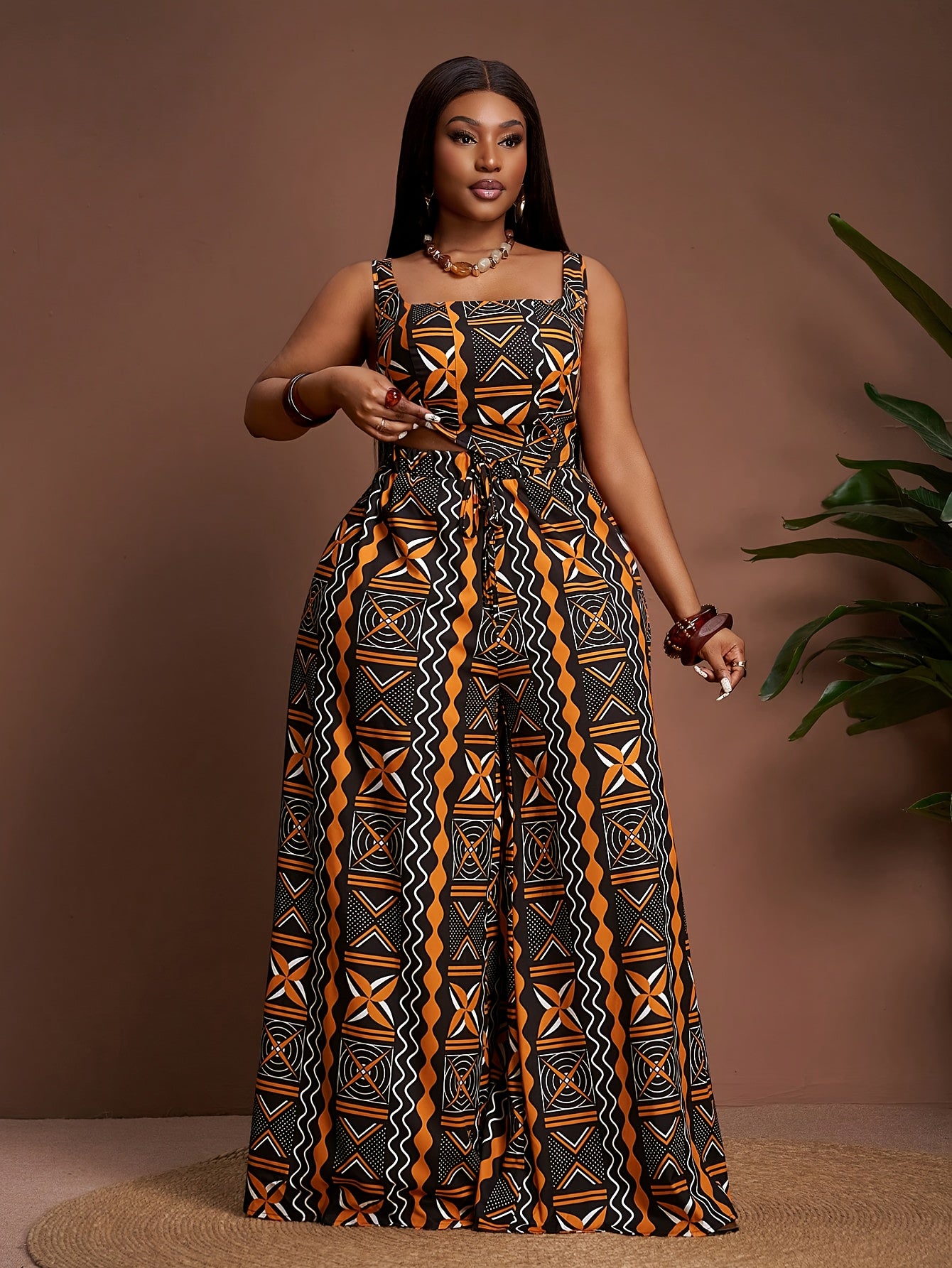 Combinaison Imprimé tribal , pantalon large ,grande taille