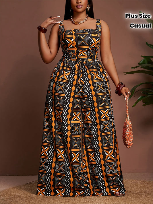 Combinaison Imprimé tribal , pantalon large ,grande taille