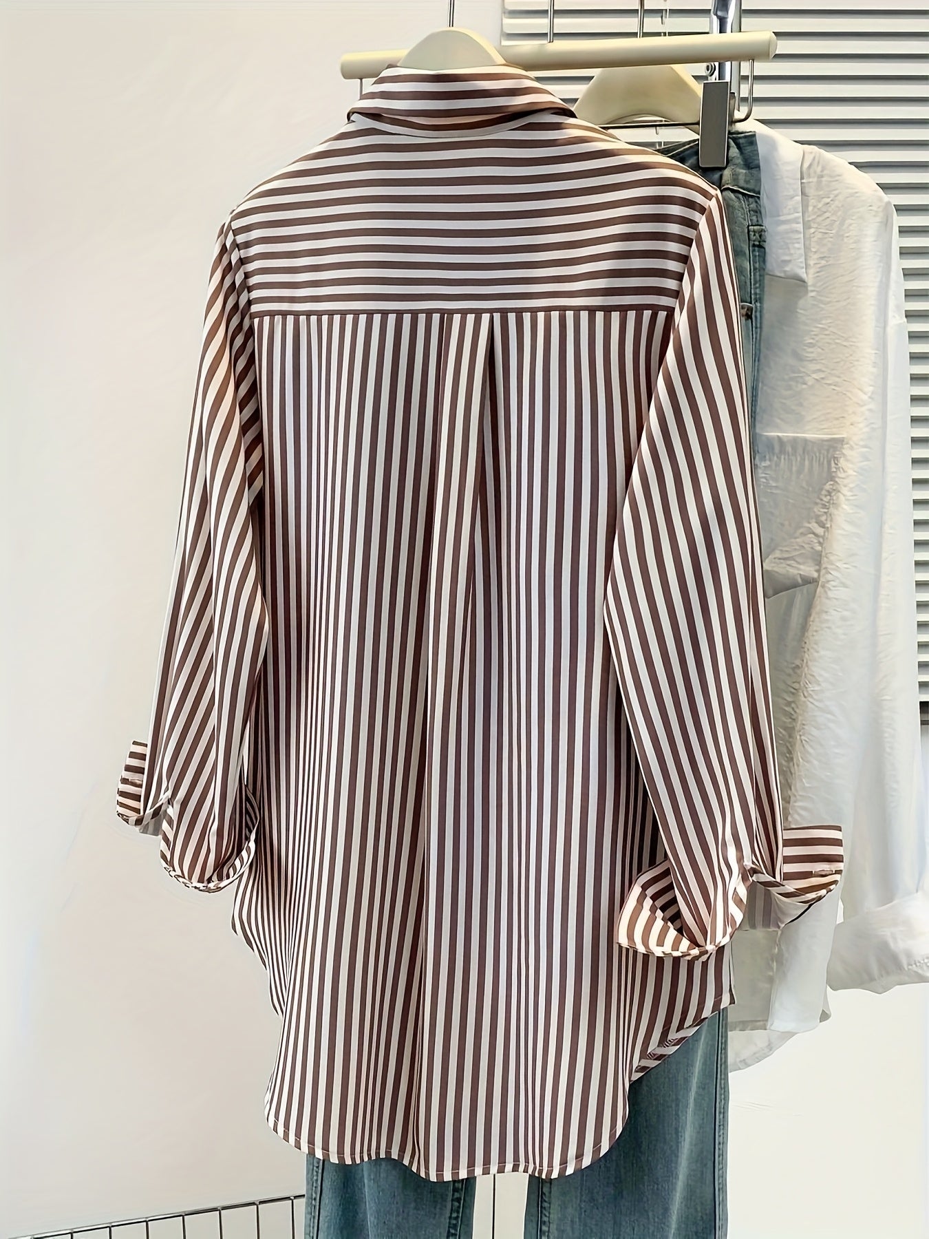 Chemise manches longues rayé pour femmes grande Taille