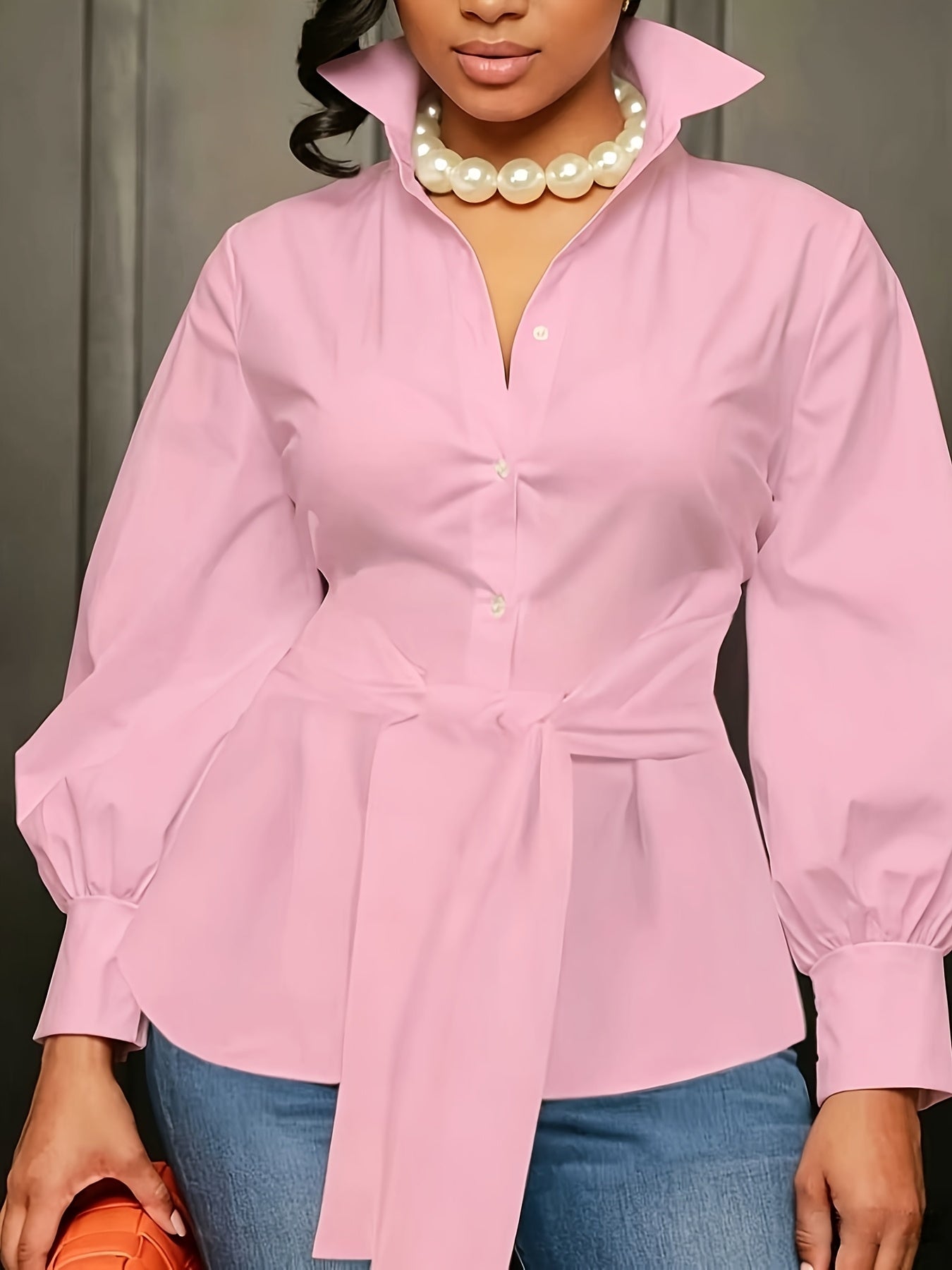 Chemise à Col Élégant pour Femmes Grande Taille, nœud devant