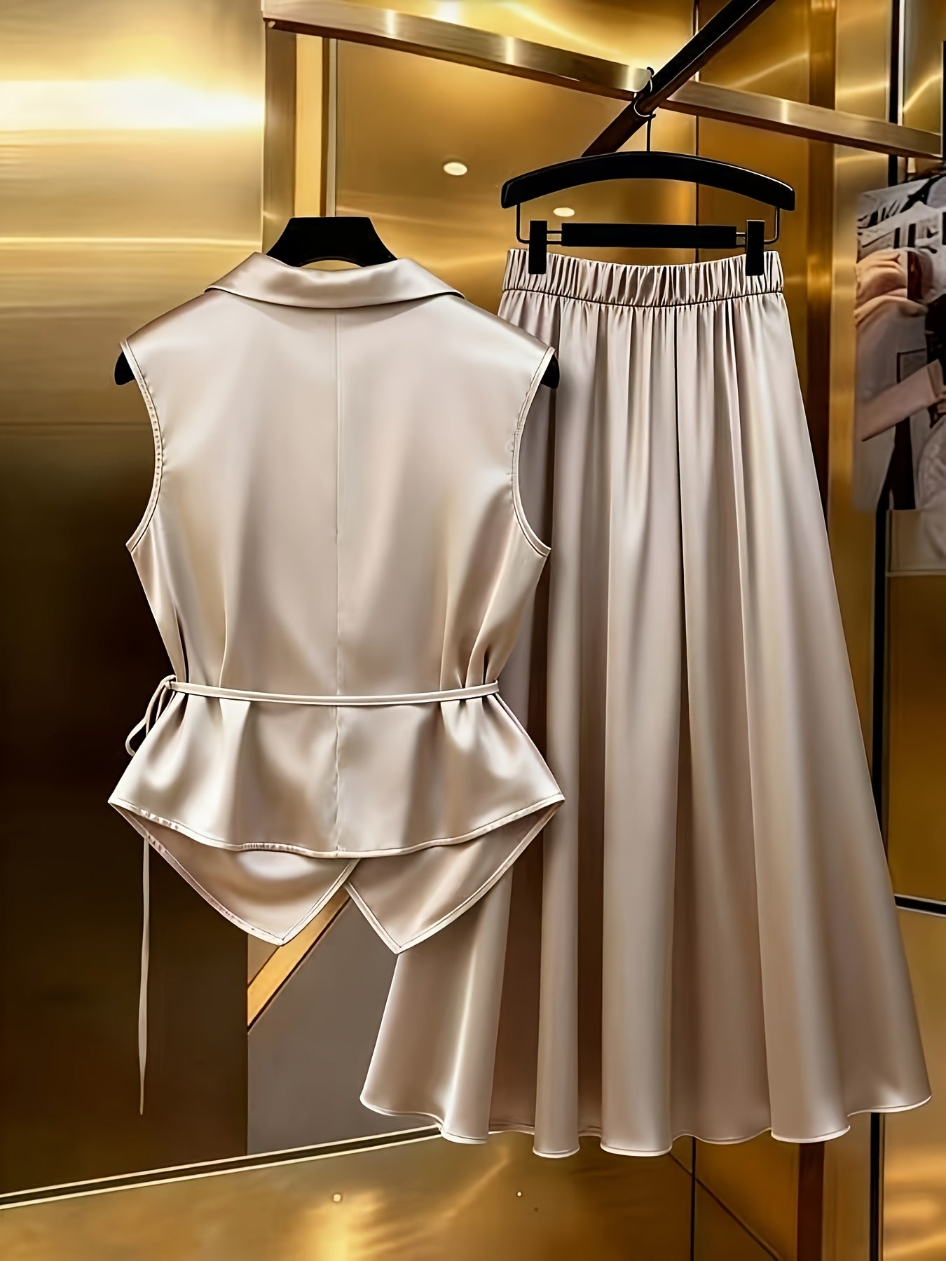 Ensemble Blouse Décontractée et Élégante pour Femmes de Grande Taille et Jupe évasée