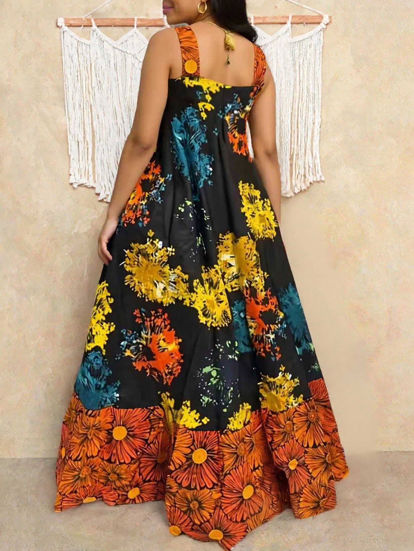 Robe ample sans manches imprimée Mode Western