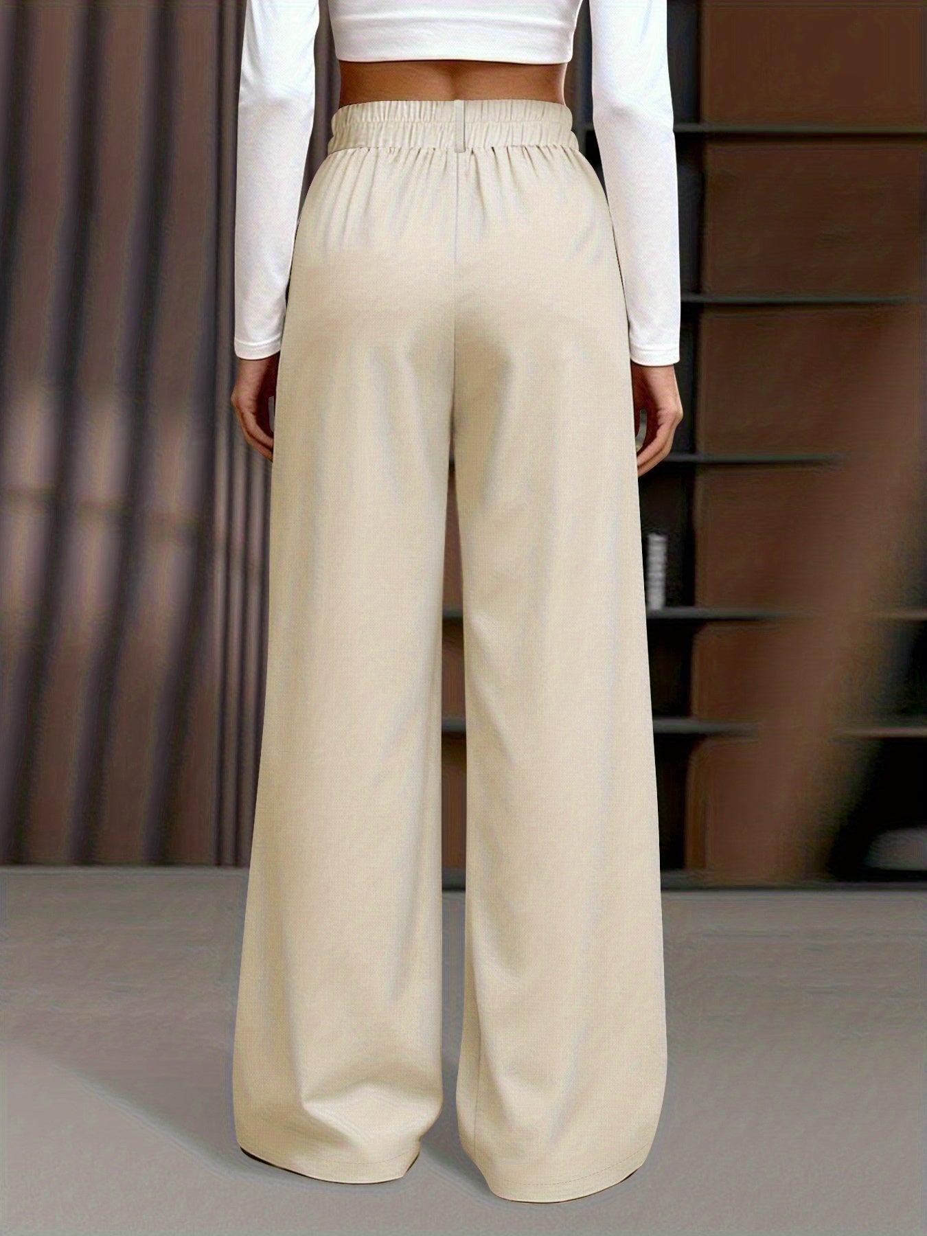 Pantalon Élégant à Jambes Larges pour Femmes Grande Taille - Poche Oblique et Fermeture Éclair,