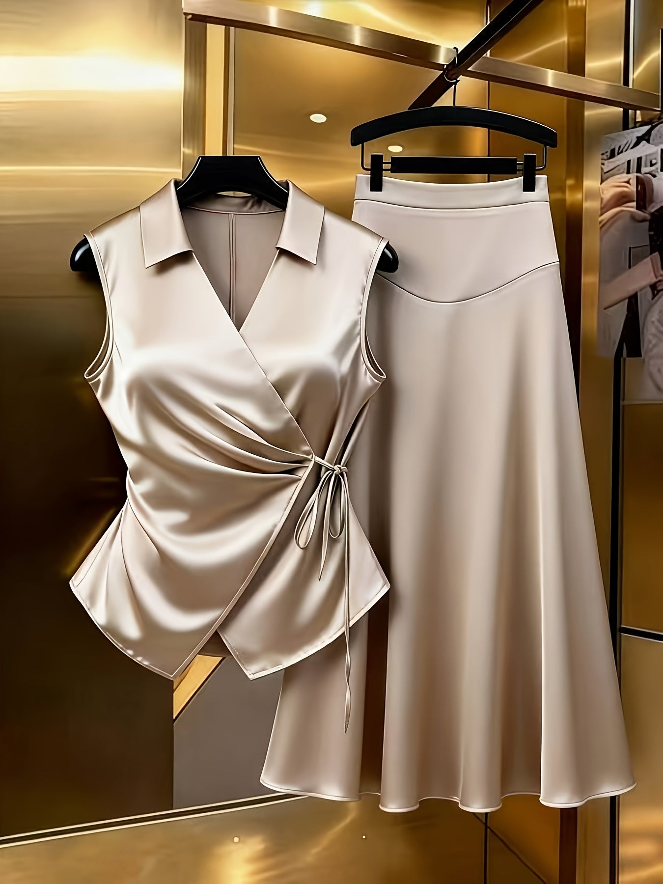 Ensemble Blouse Décontractée et Élégante pour Femmes de Grande Taille et Jupe évasée