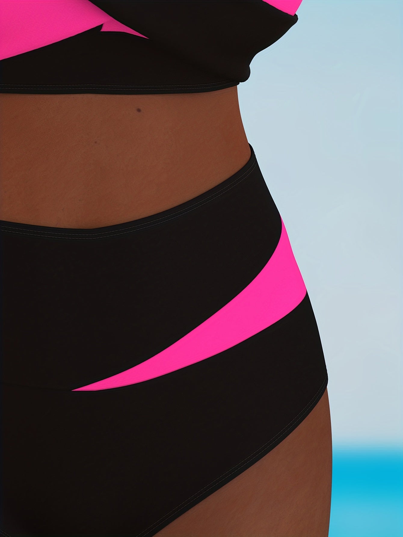 Ensemble bikini grande taille pour femmes, contrasté, froncé, à bretelles croisées et très extensible