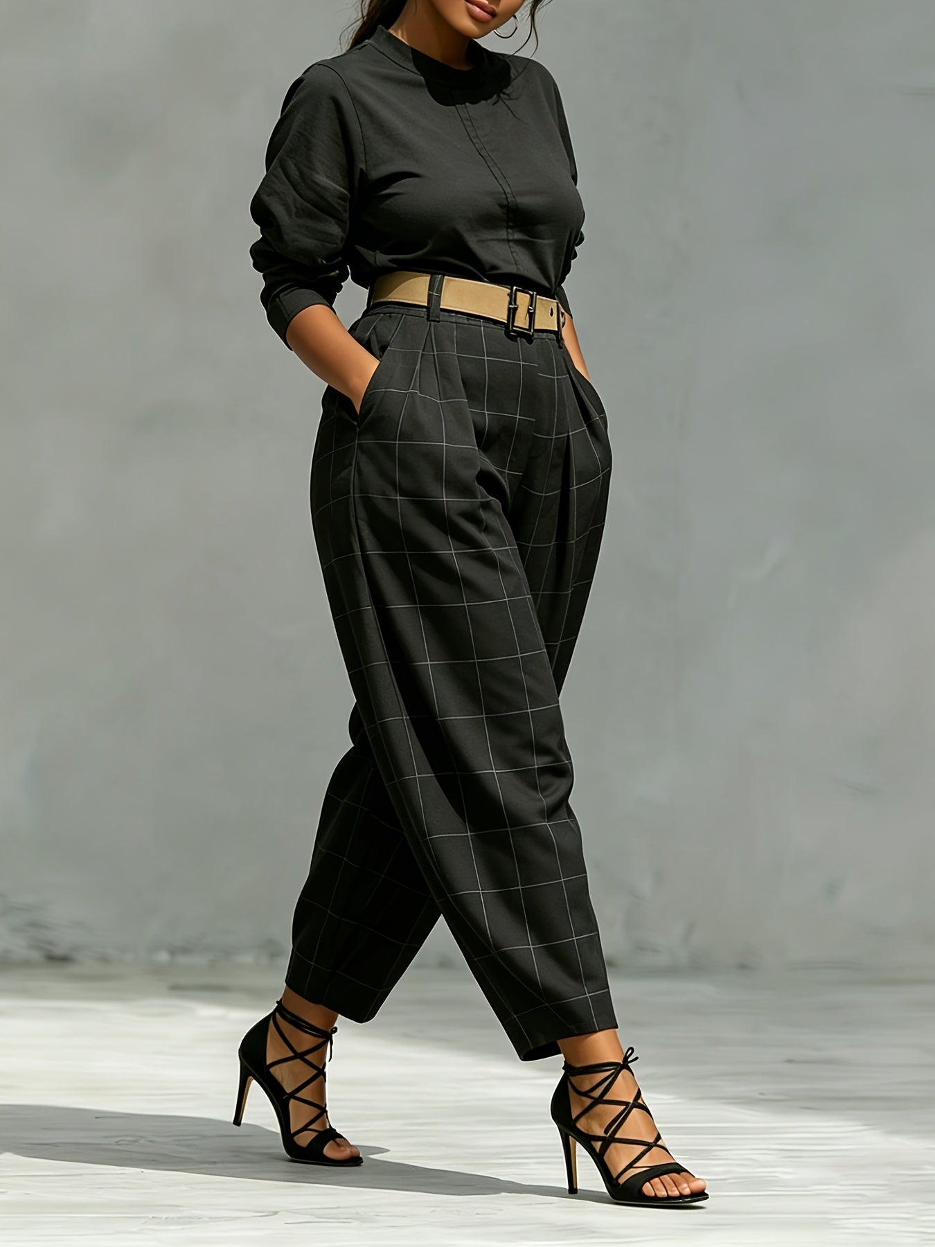 Pantalons d'été pour femmes de grande taille, conception de poche sans ceinture