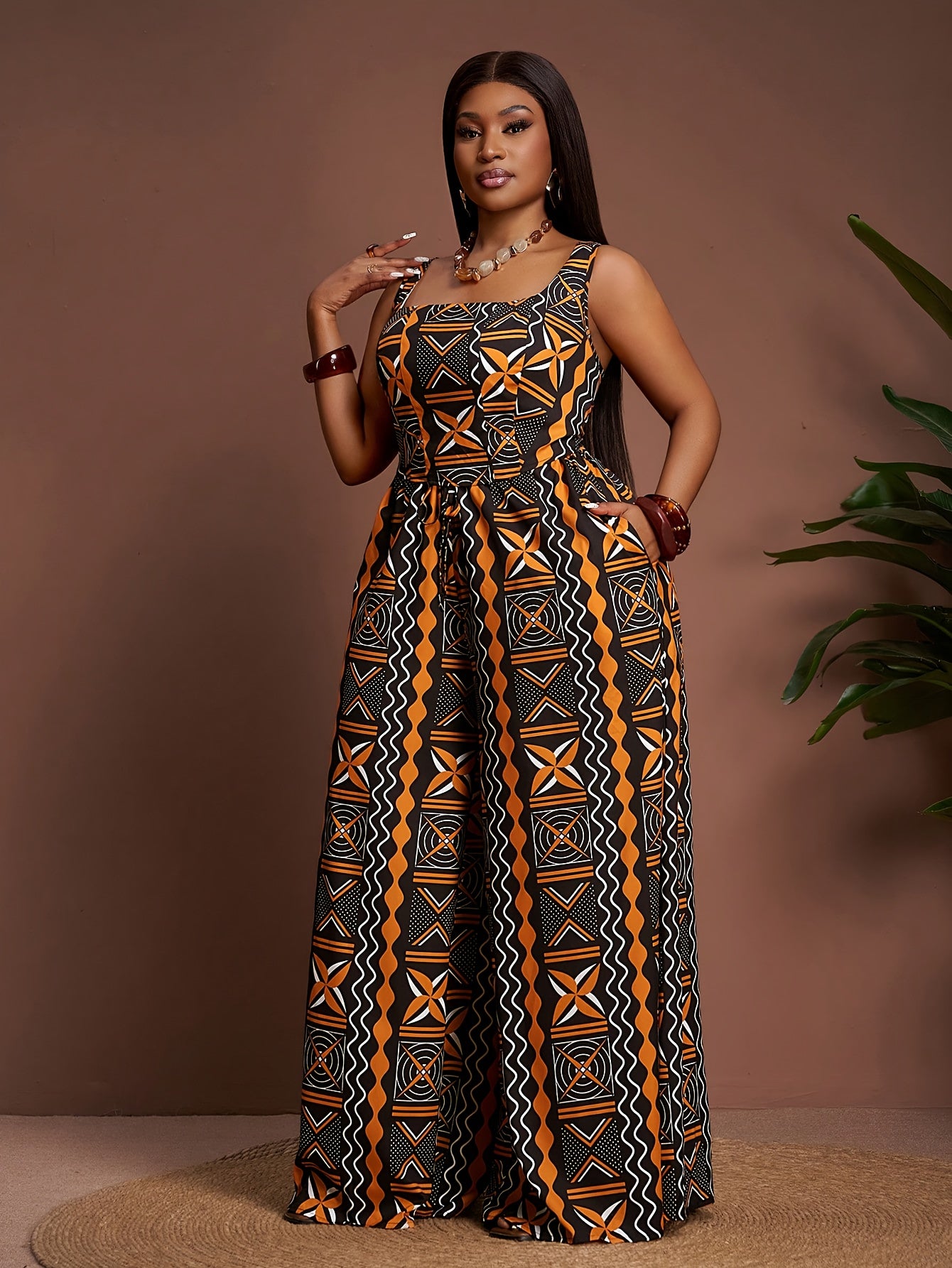 Combinaison Imprimé tribal , pantalon large ,grande taille