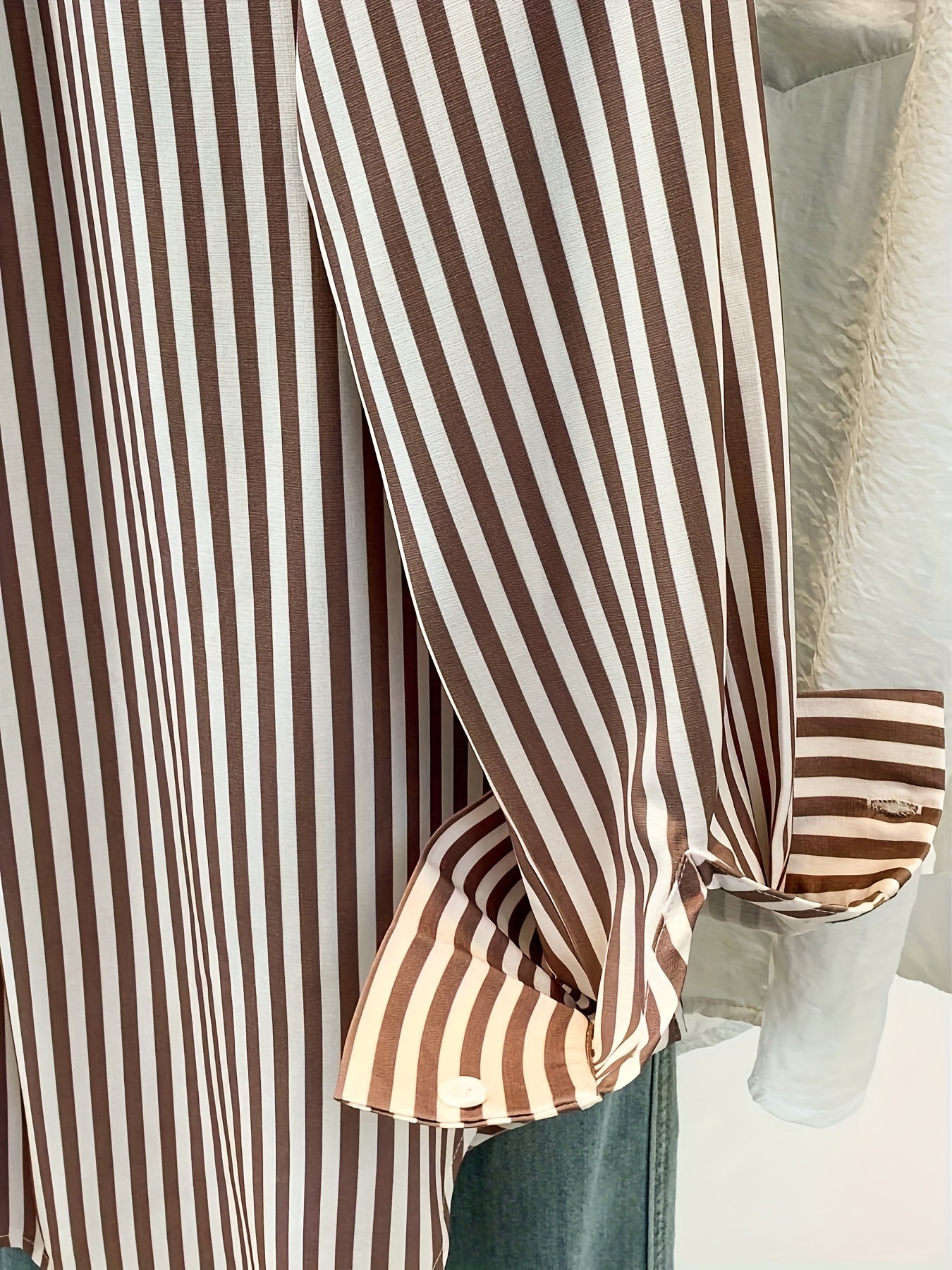 Chemise manches longues rayé pour femmes grande Taille