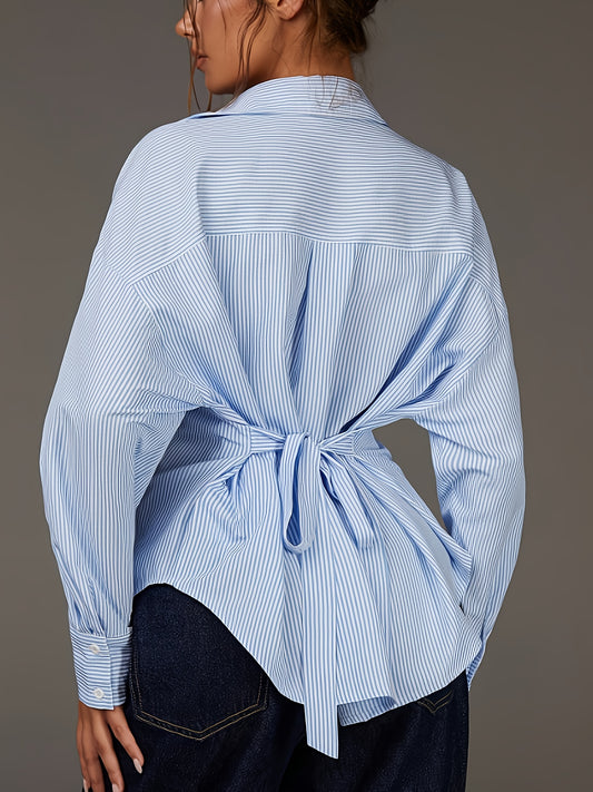 Chemise décontractée à rayures pour femme, grande taille