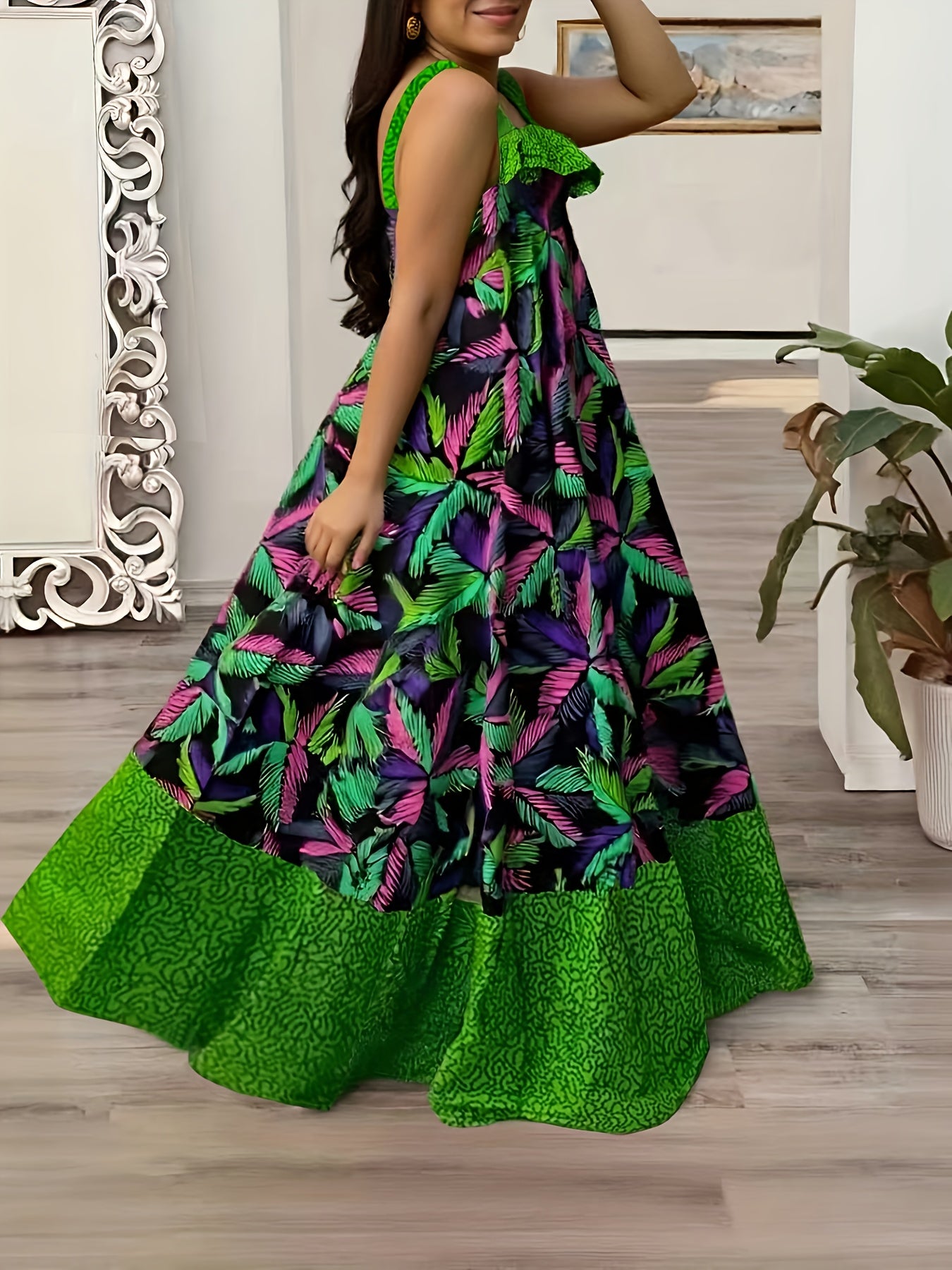 Robe Décontractée Imprimée Sans Manches, style Africain