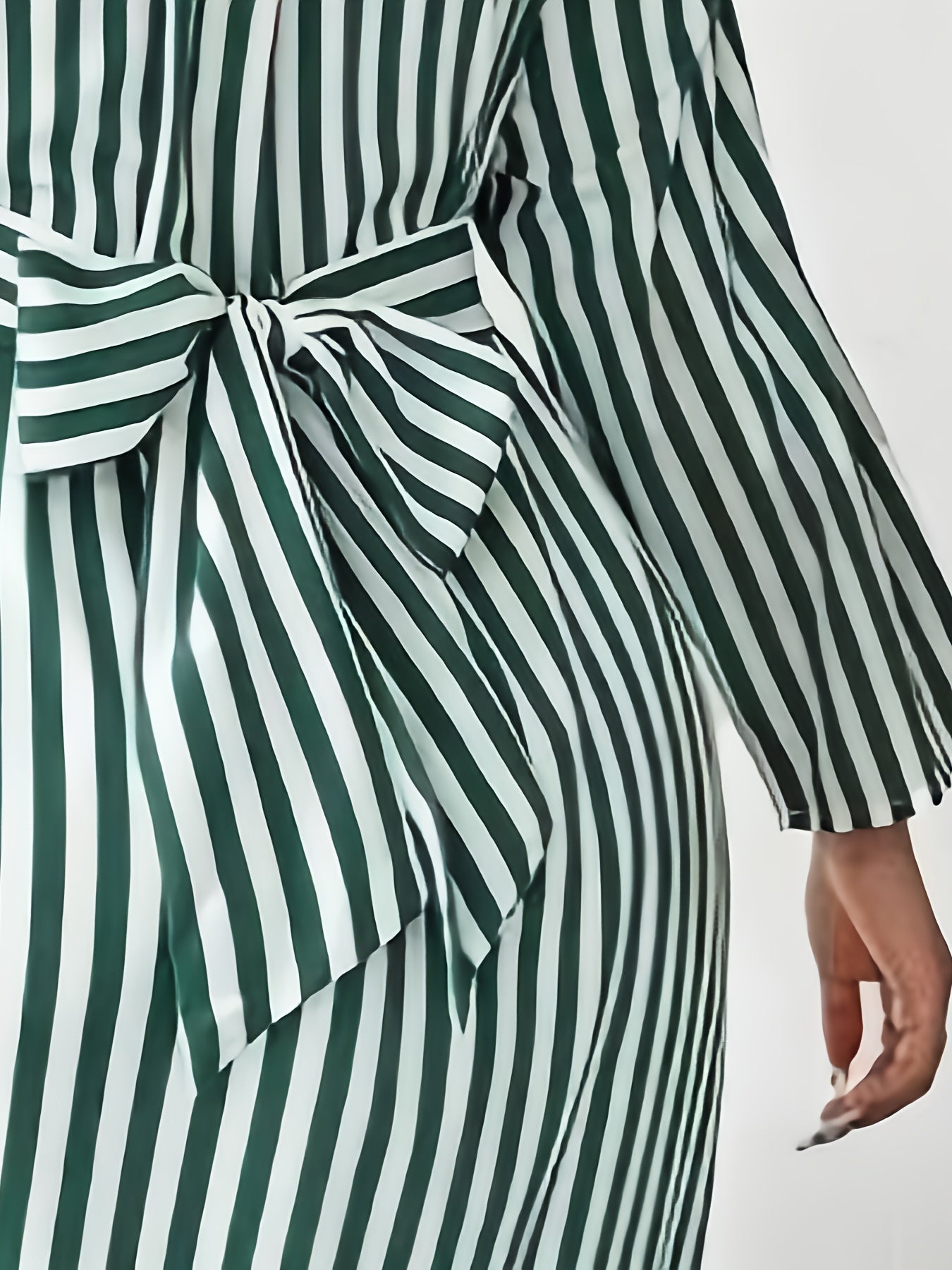 Robe Chemise rayée grande taille pour femme avec nœud, Mode Plus Size