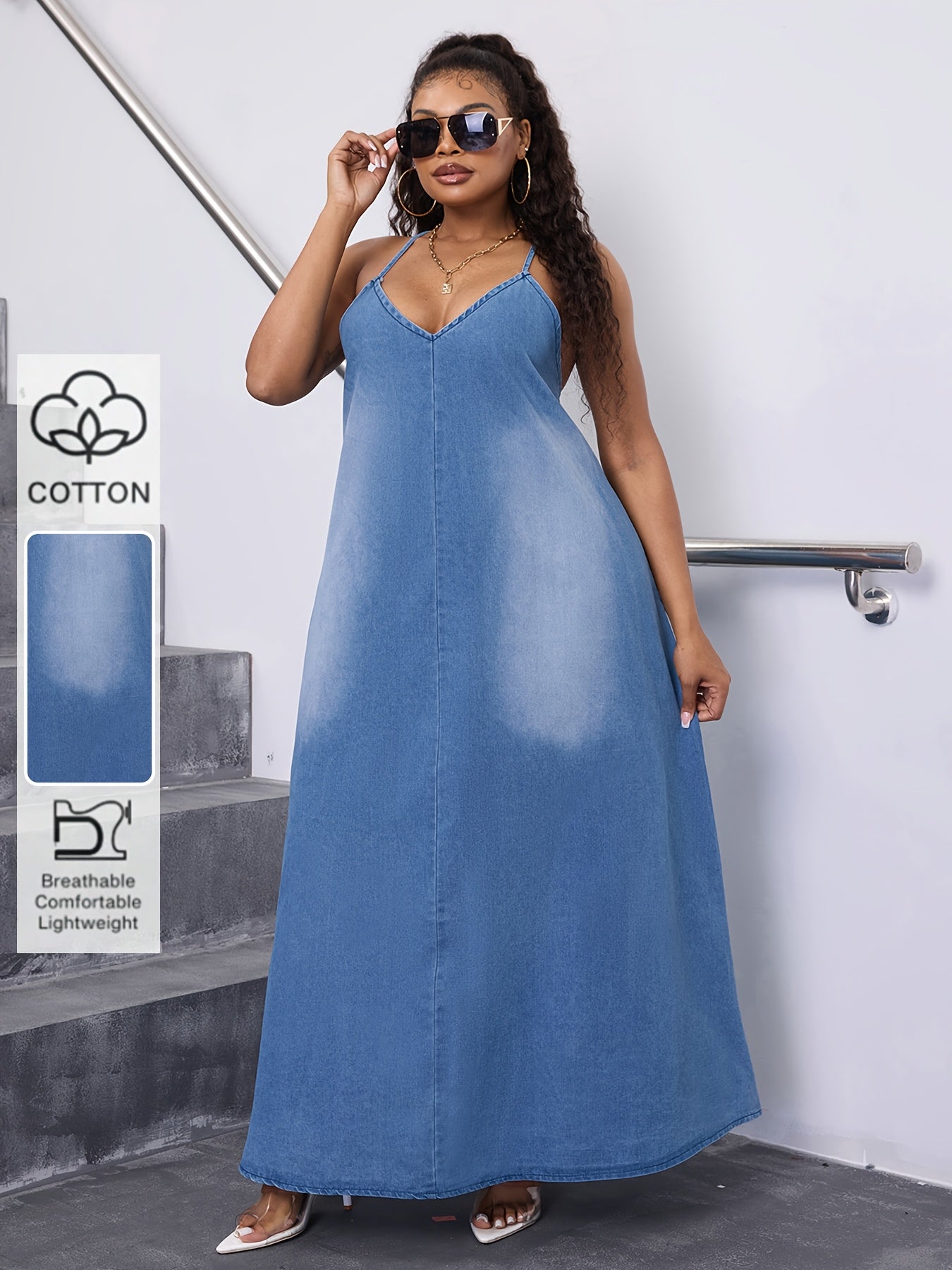 Robe en jean grande taille, pour femmes, tendance mode