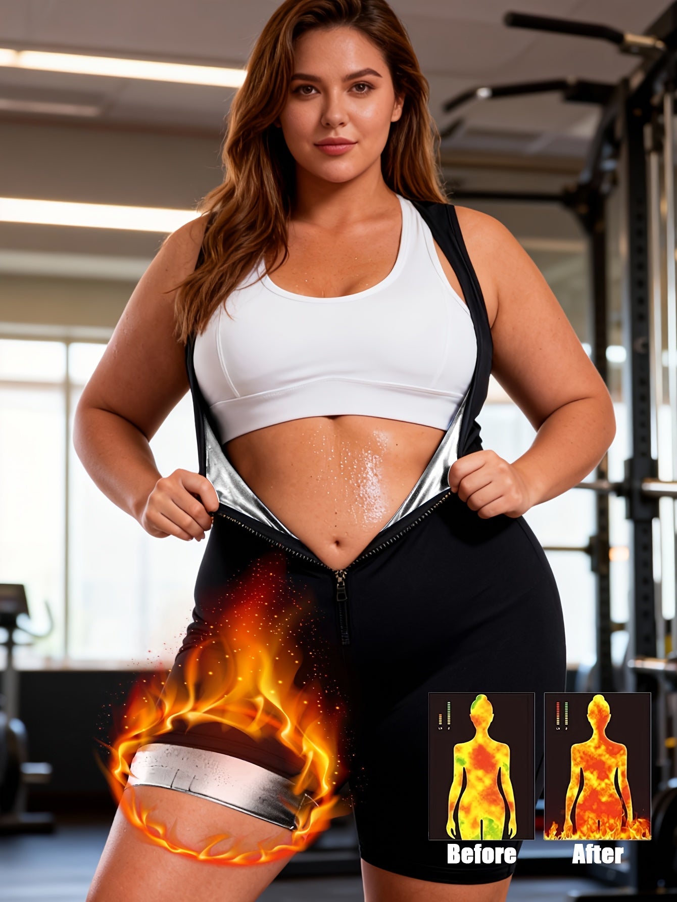 Combi-short de sudation sans manches grande taille