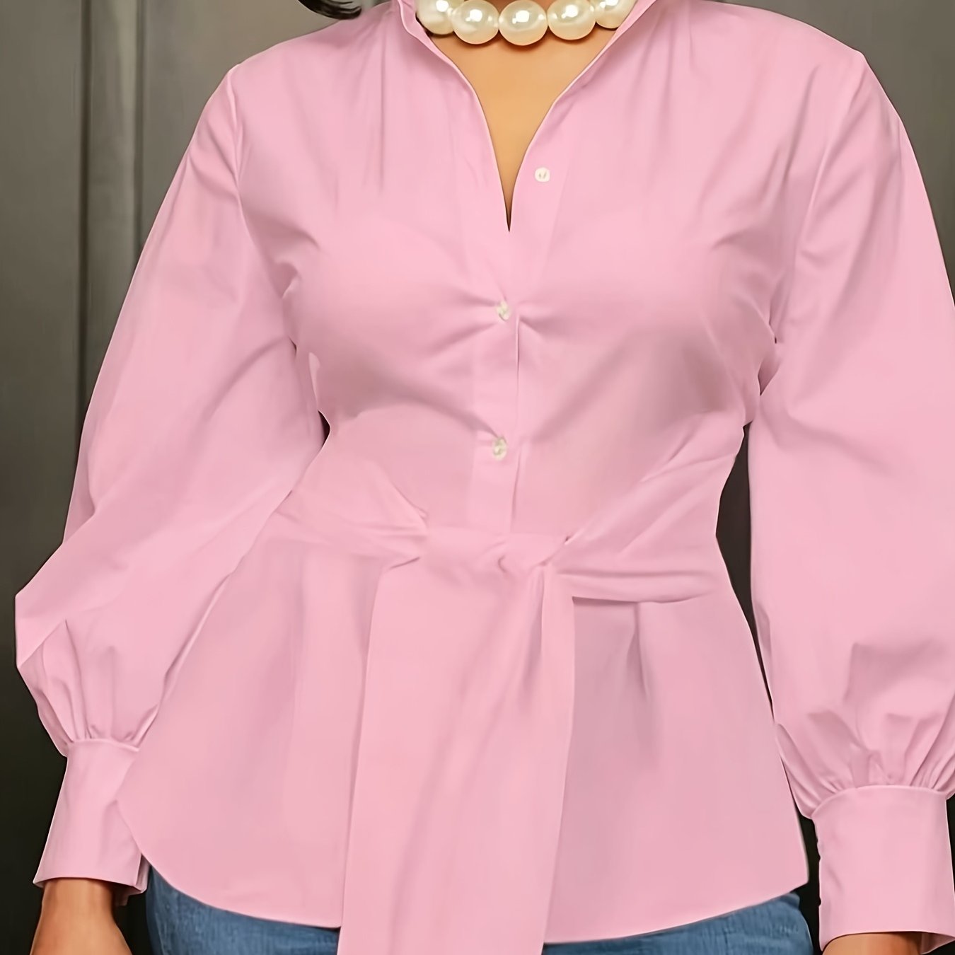 Chemise à Col Élégant pour Femmes Grande Taille, nœud devant