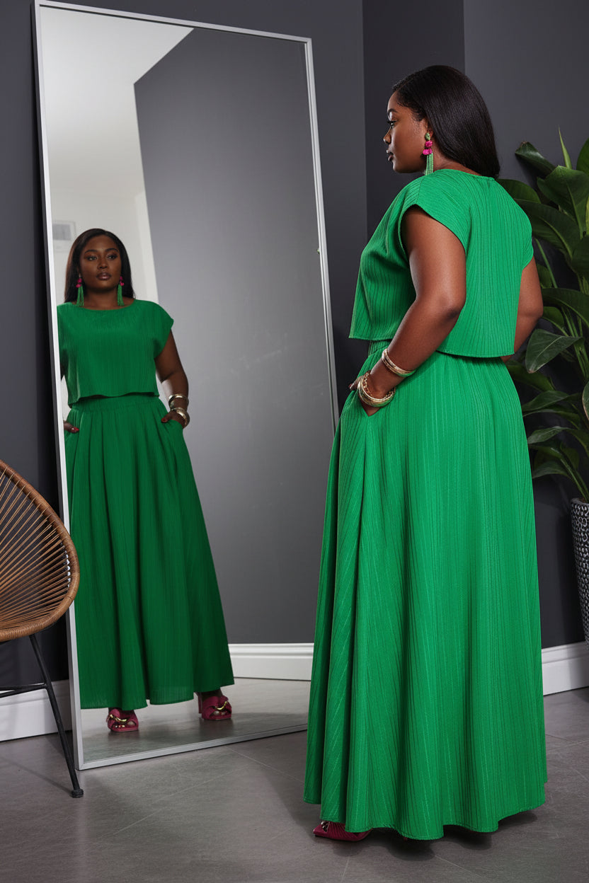 Ensemble deux pièces femme grande Taille ,Couleur Unie.