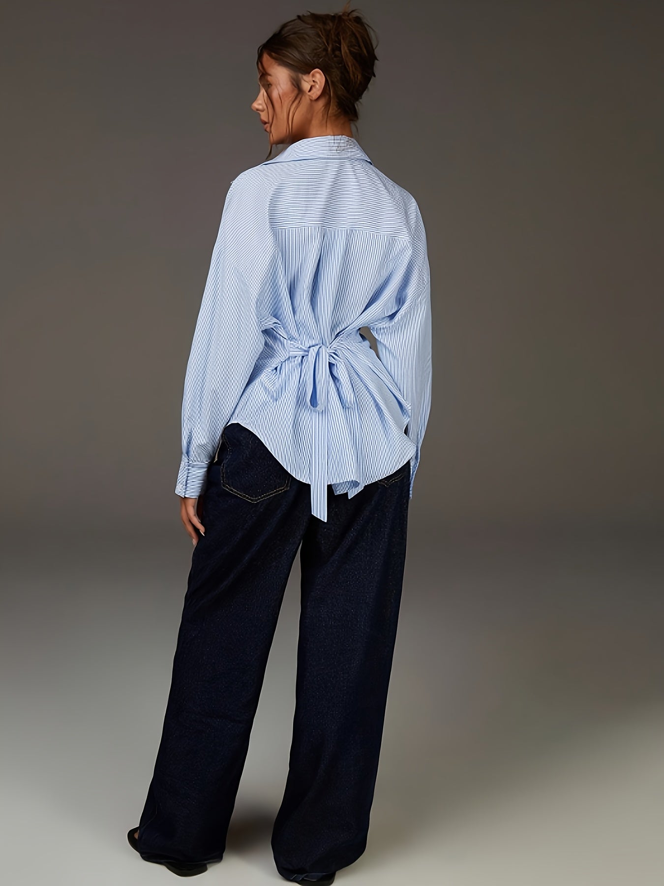 Chemise décontractée à rayures pour femme, grande taille
