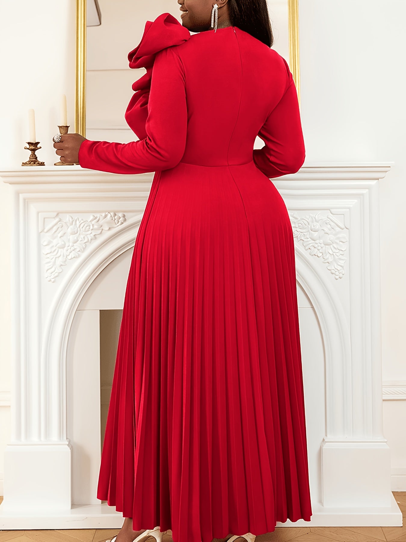 Grande Taille - Grande Taille - Une Robe Longue Exagérée à Volants et Plissée en Trois Dimensions pour Femmes, Idéale pour les Soirées, les Rendez-vous et les Fêtes