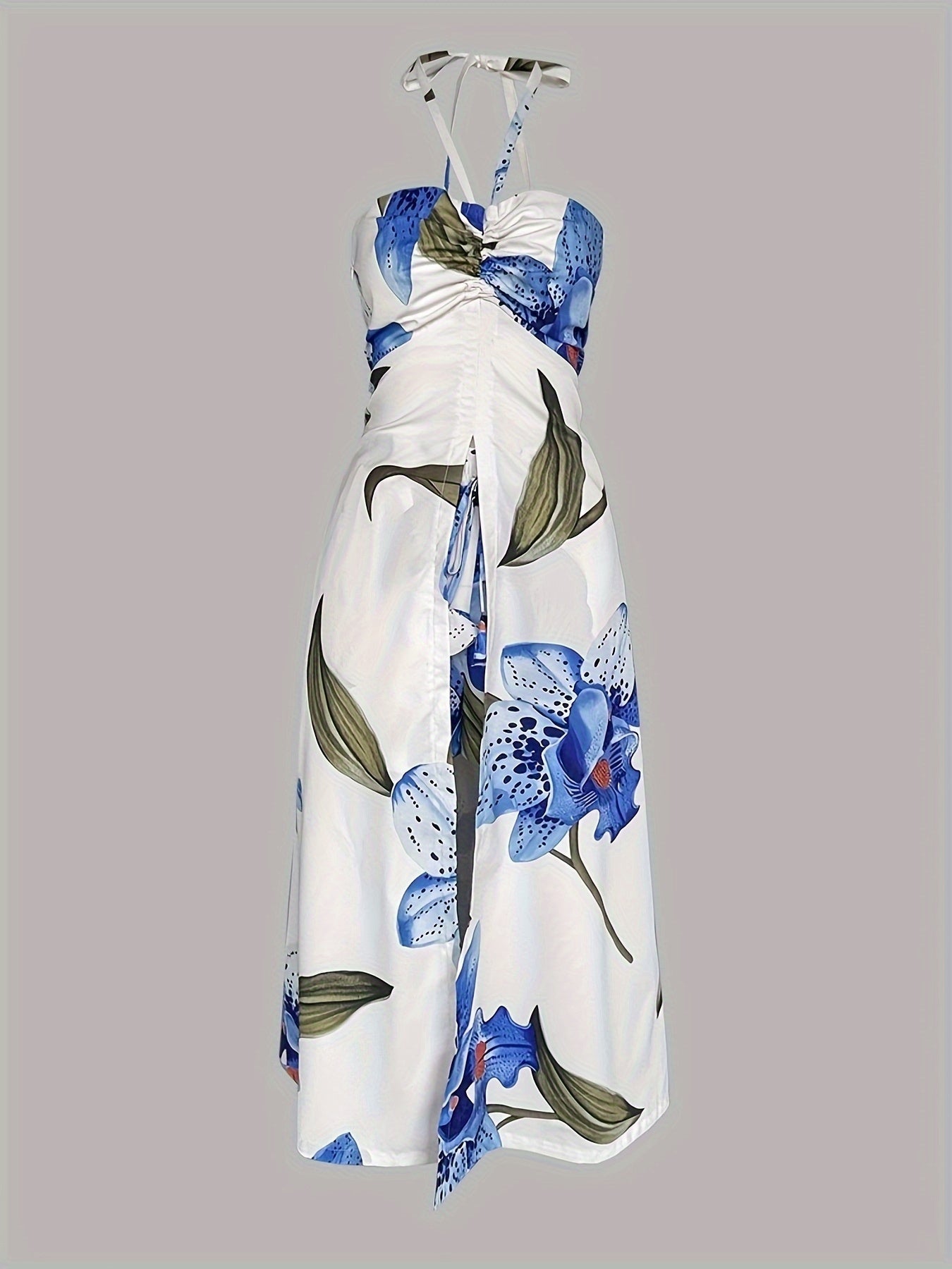 Ensemble Haut à Col Halter Imprimé Floral et Shorts Oversize