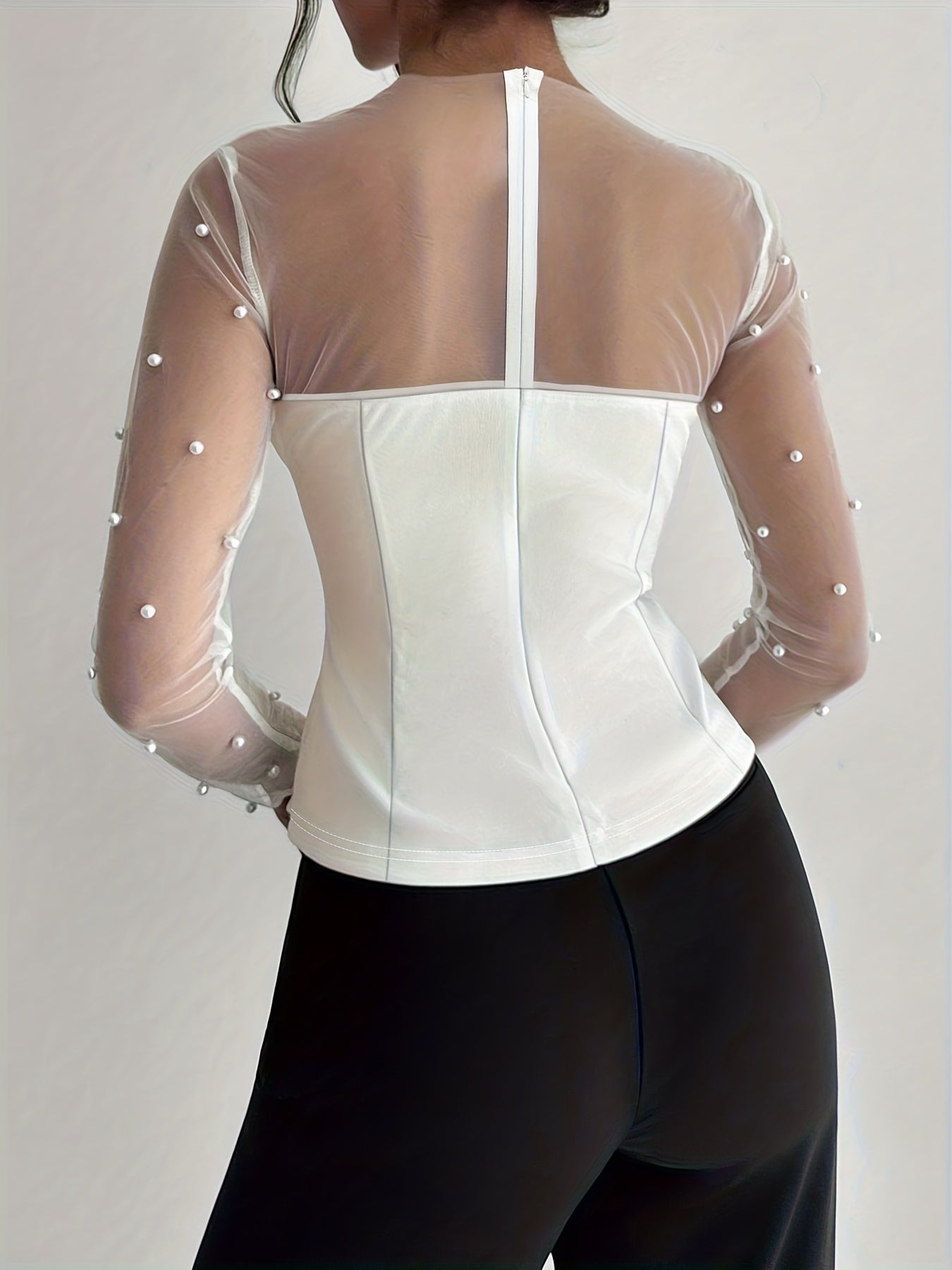 Chemise , veste perlée manches longues , femme grande taille