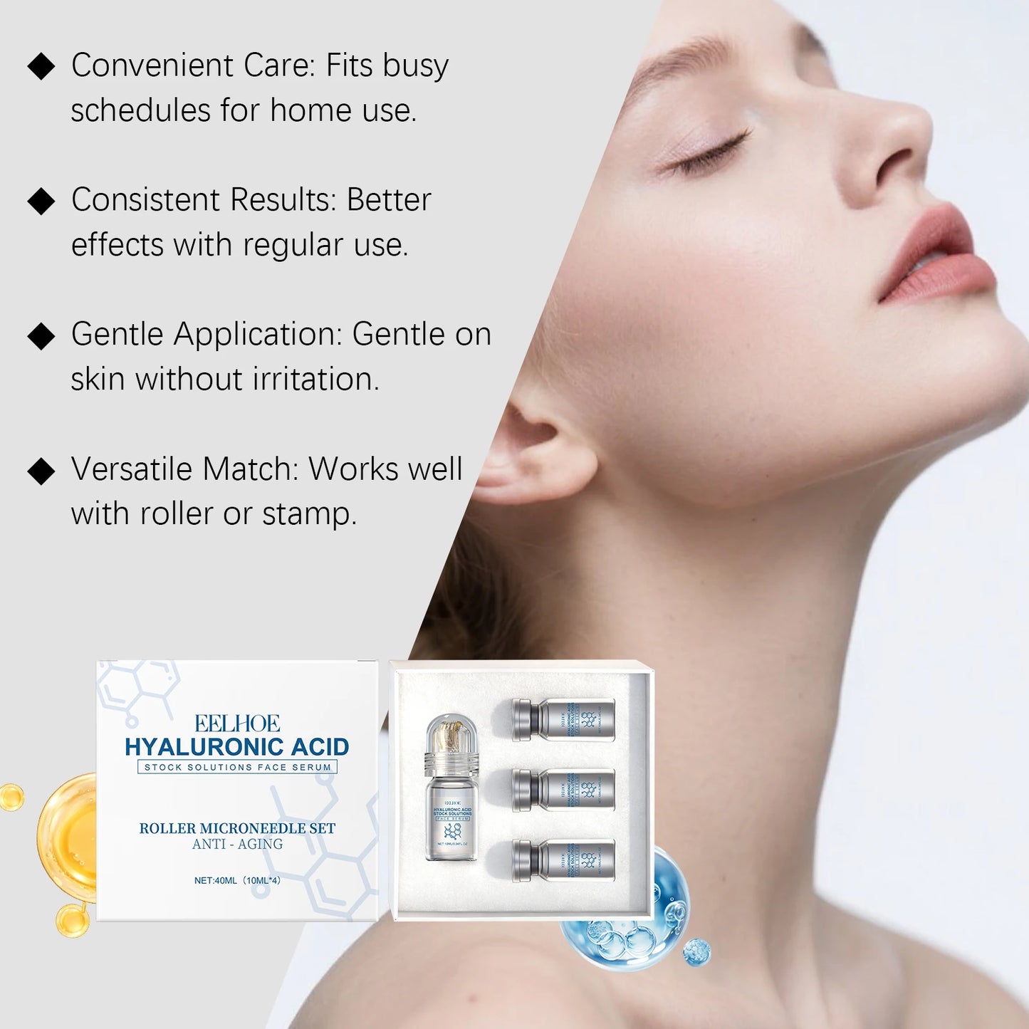 Sérum à la niacinamide et micro-aiguilles, kit de sérum facial 0,25 mm, hydratant, nourrissant pour la peau, soin du visage hivernal, rouleau facial, crème de jour 30 ml