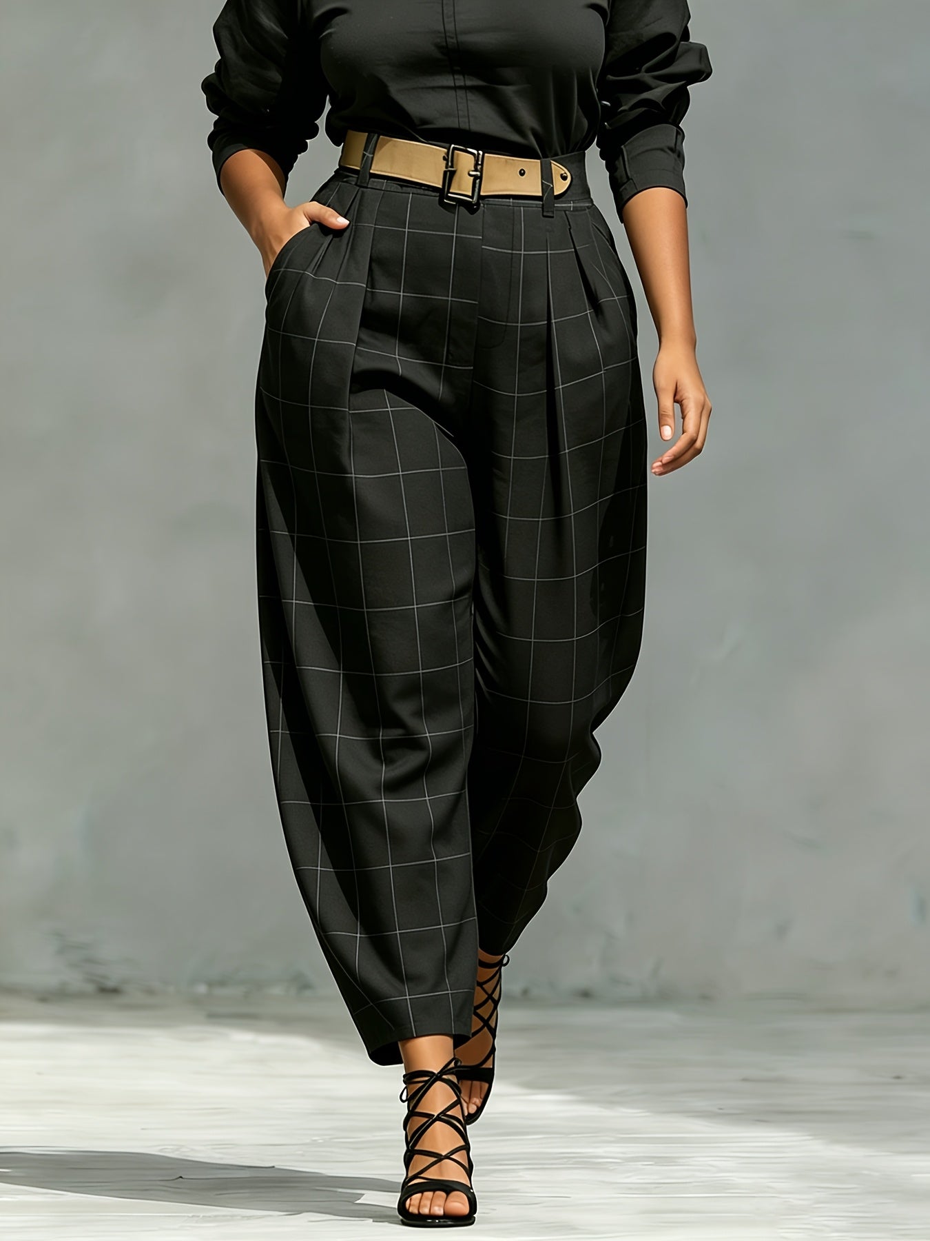 Pantalons d'été pour femmes de grande taille, conception de poche sans ceinture