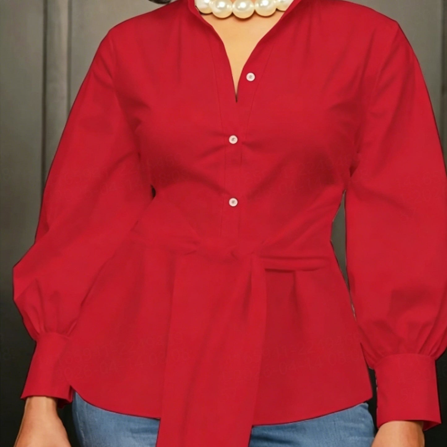 Chemise à Col Élégant pour Femmes Grande Taille, nœud devant